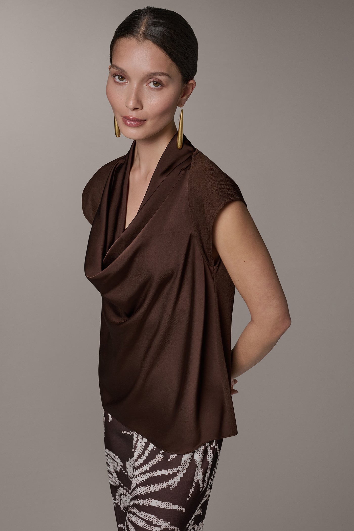 Canyon CAP SLEEVE MIXED MEDIA TOP Donna Karan