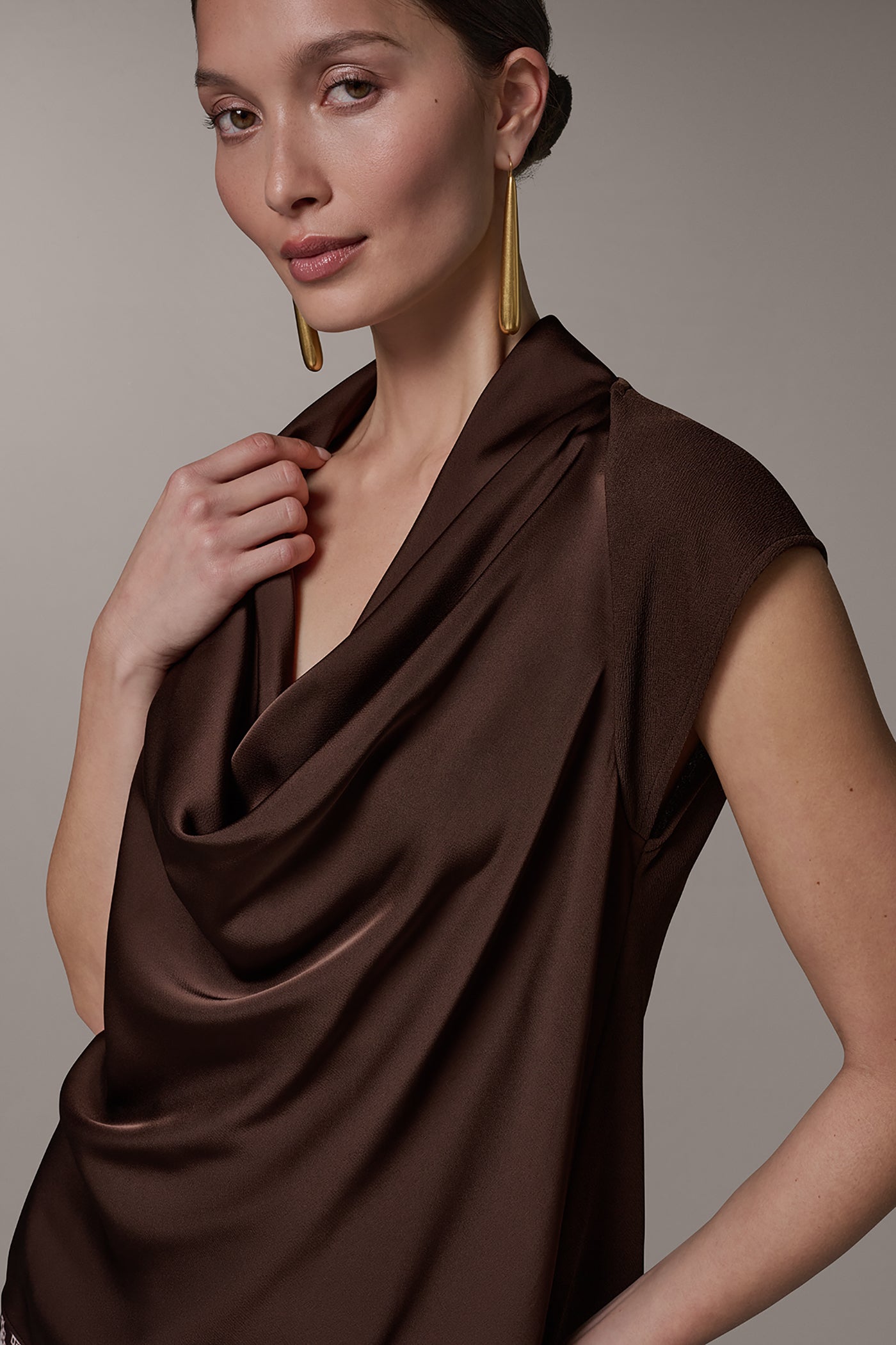 Canyon CAP SLEEVE MIXED MEDIA TOP Donna Karan