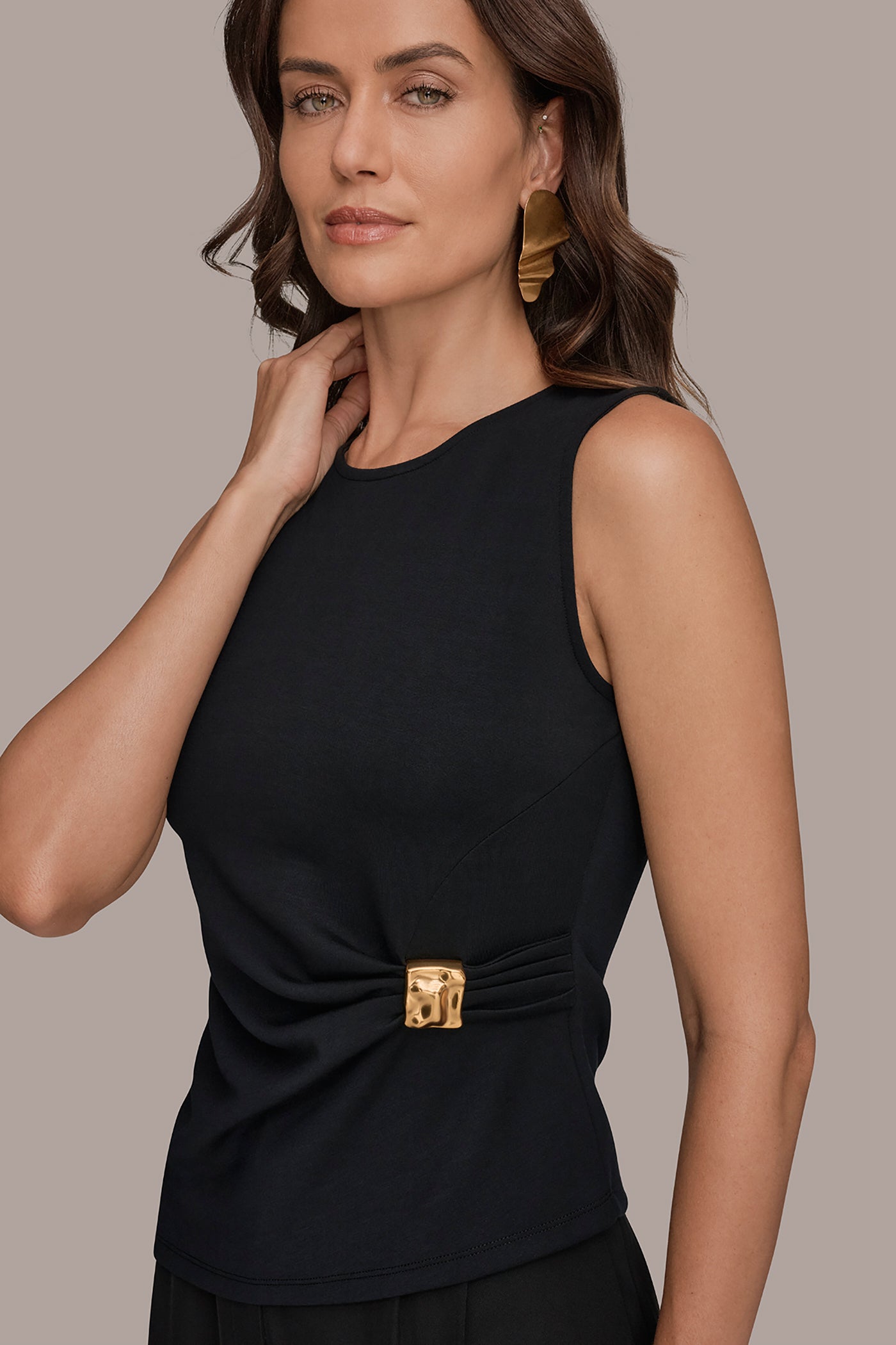 Black ASYMMETRIC HEM BLOUSE Donna Karan