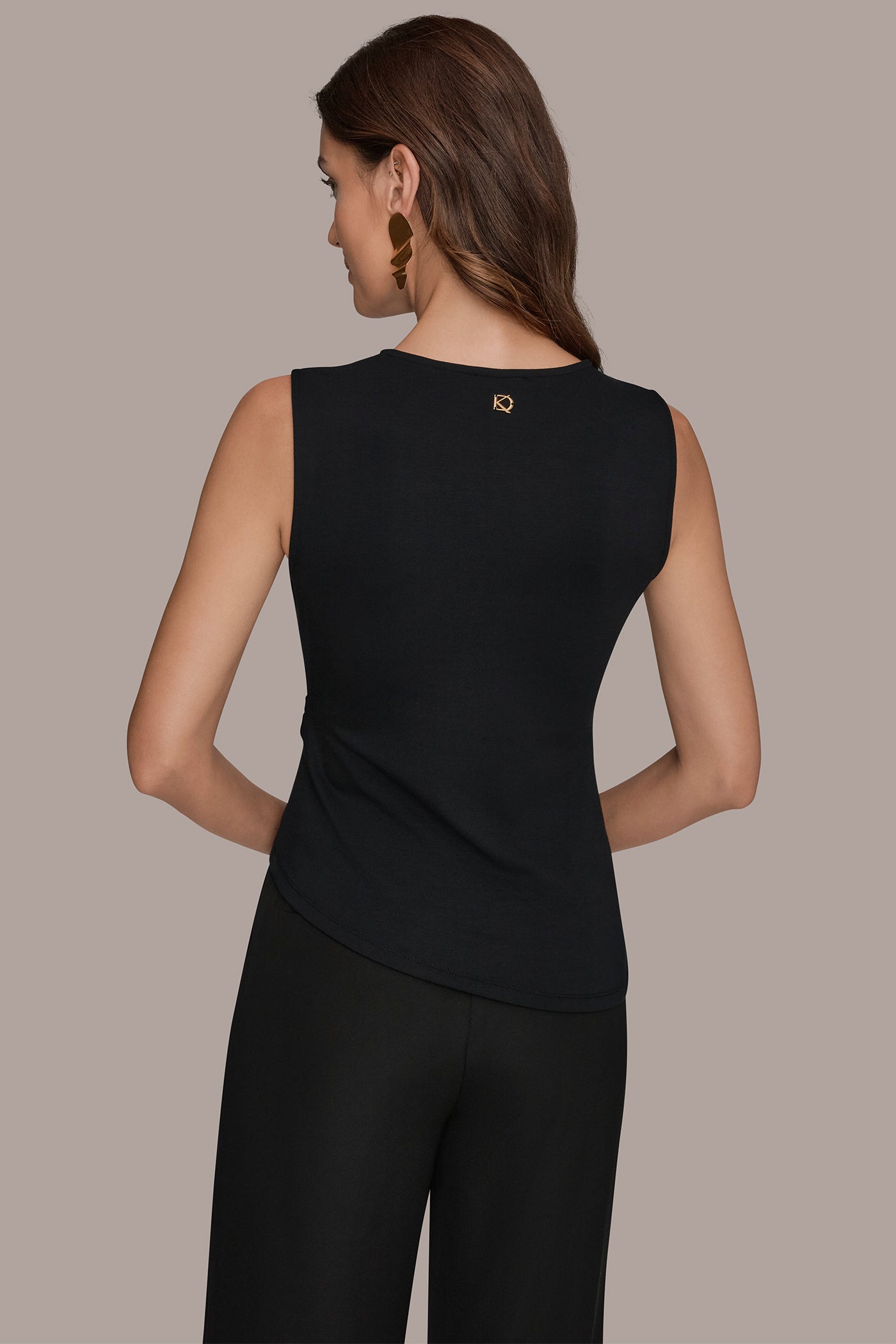 Black ASYMMETRIC HEM BLOUSE Donna Karan