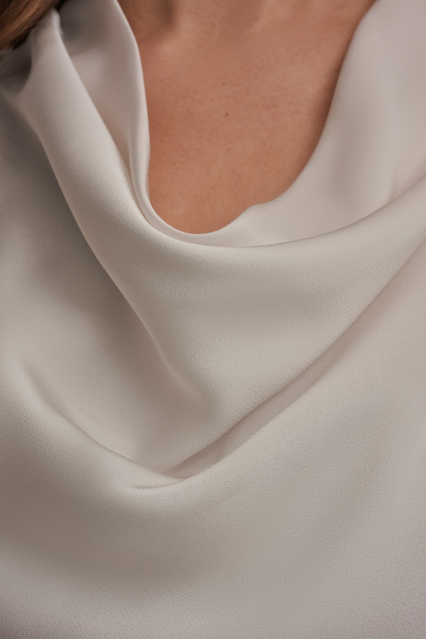 cream LONG SLEEVE COWL-NECK MIXED-MEDIA SWEATER Donna Karan