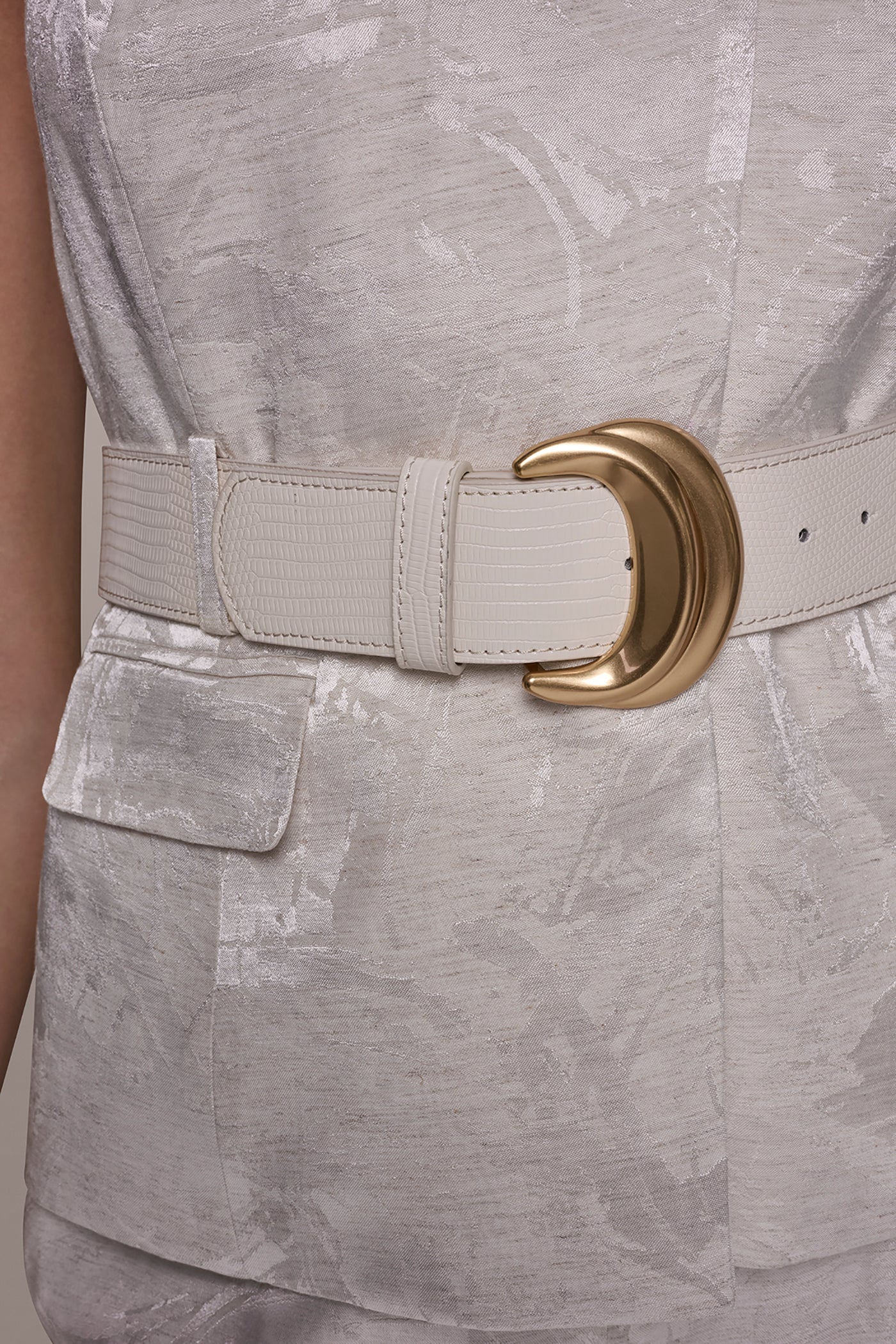 Light Flax CROPPED CROSSOVER SUIT VEST Donna Karan
