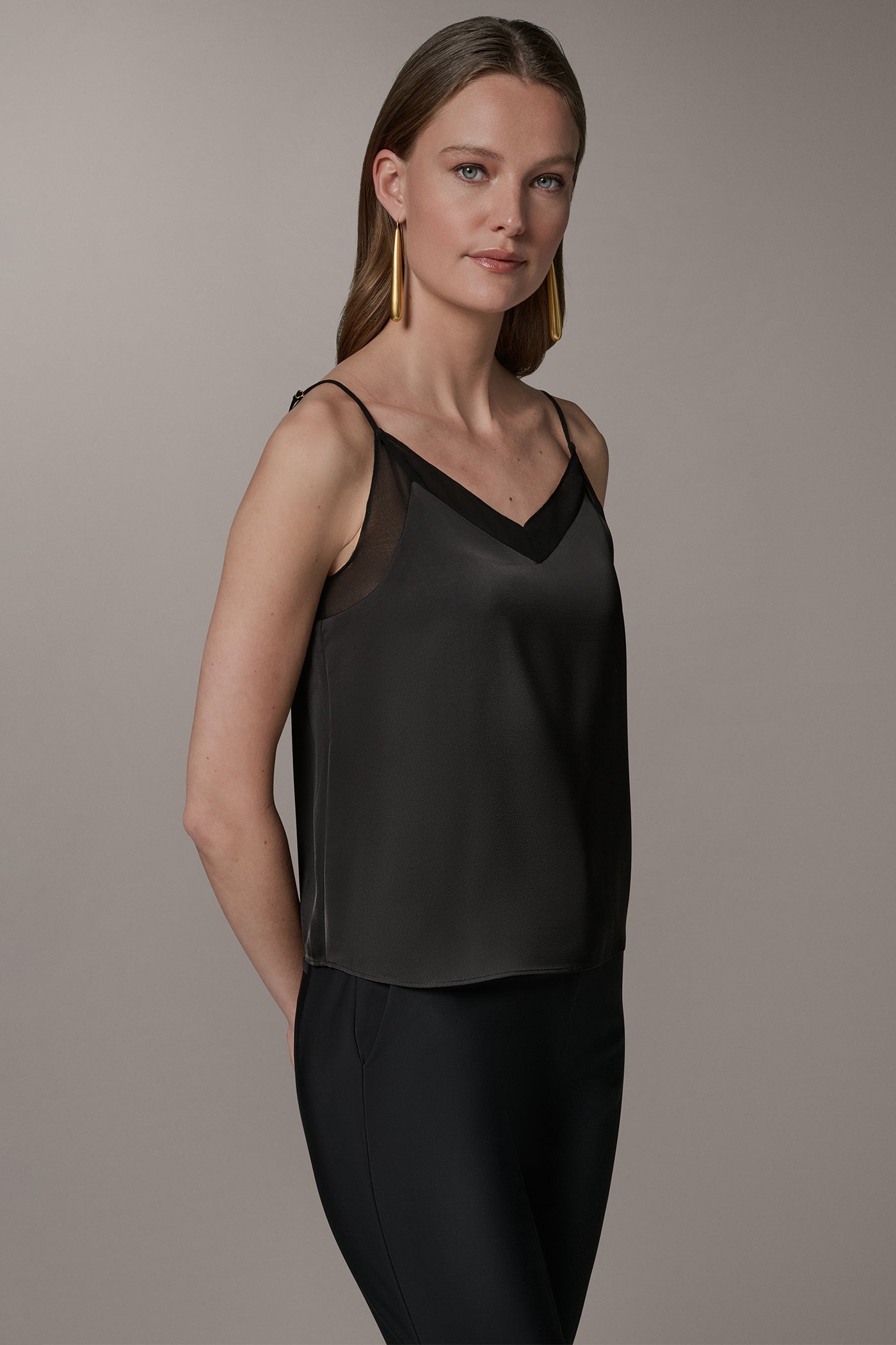 Black SLEEVELESS V-NECK CAMI Donna Karan