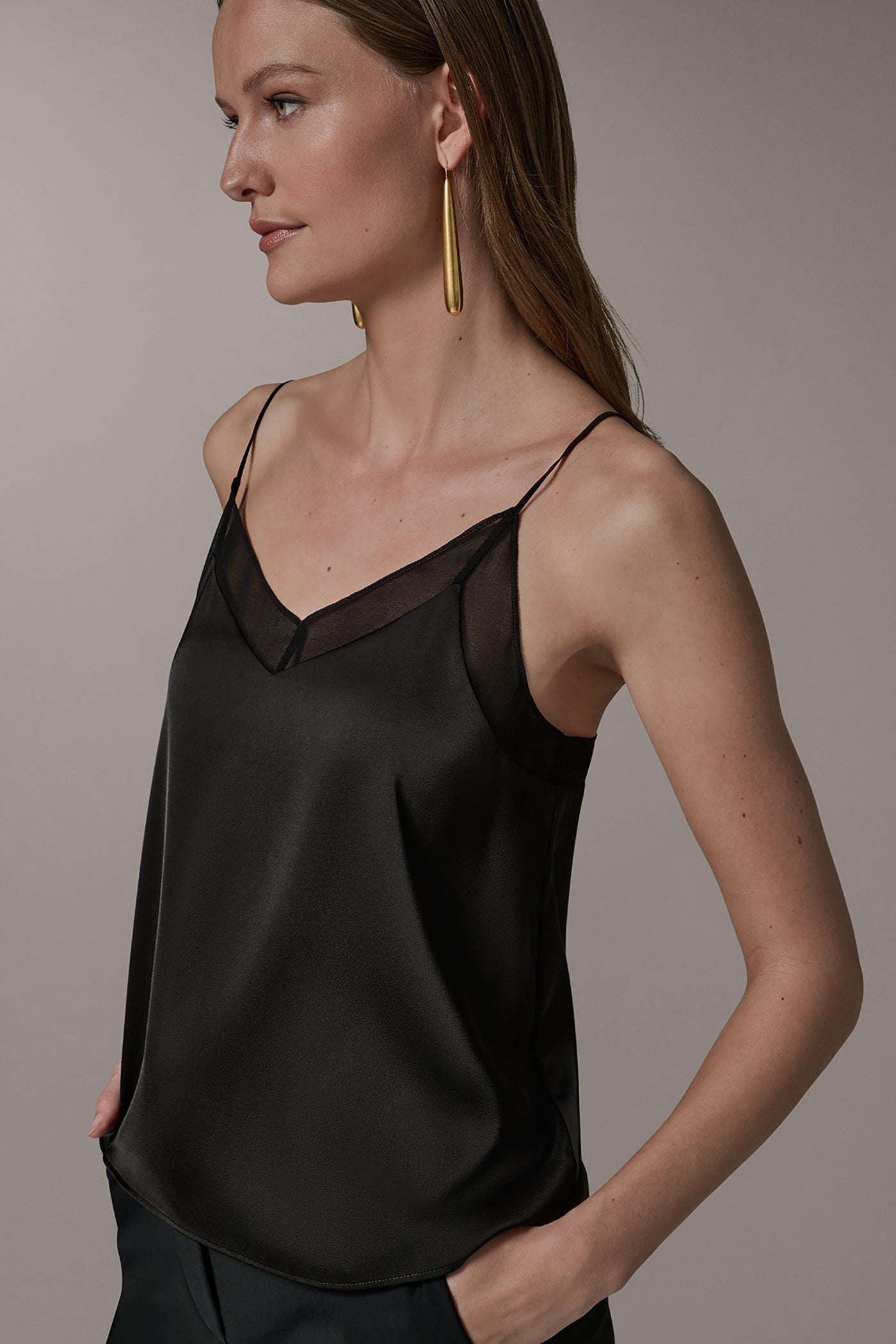 Black SLEEVELESS V-NECK CAMI Donna Karan