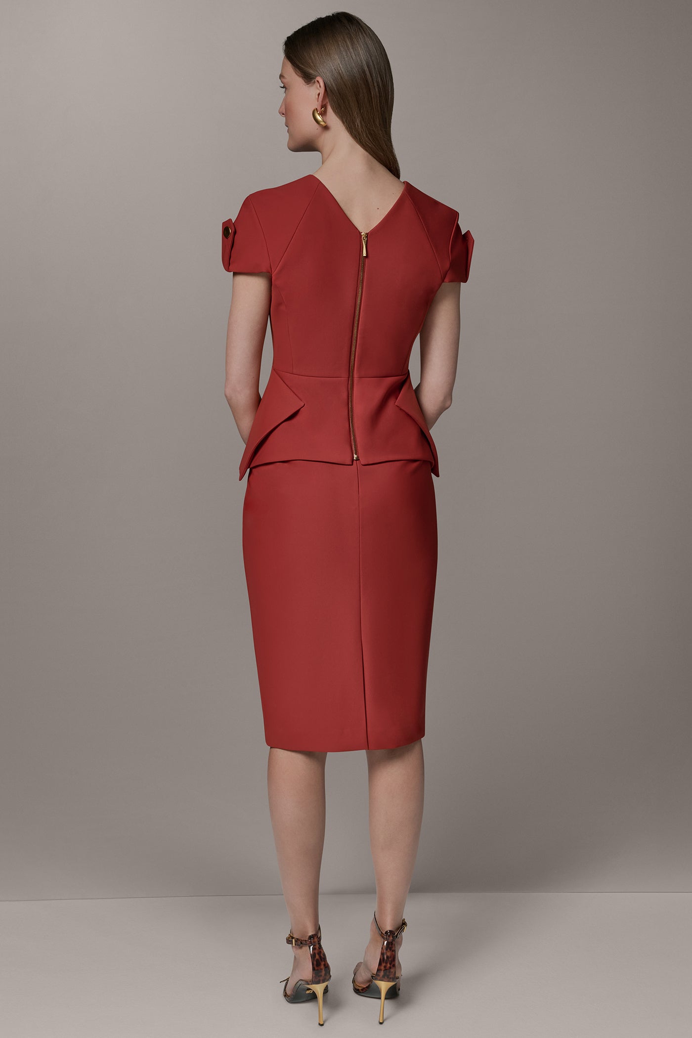 Sunbaked SHORT SLEEVE PEPLUM TOP Donna Karan