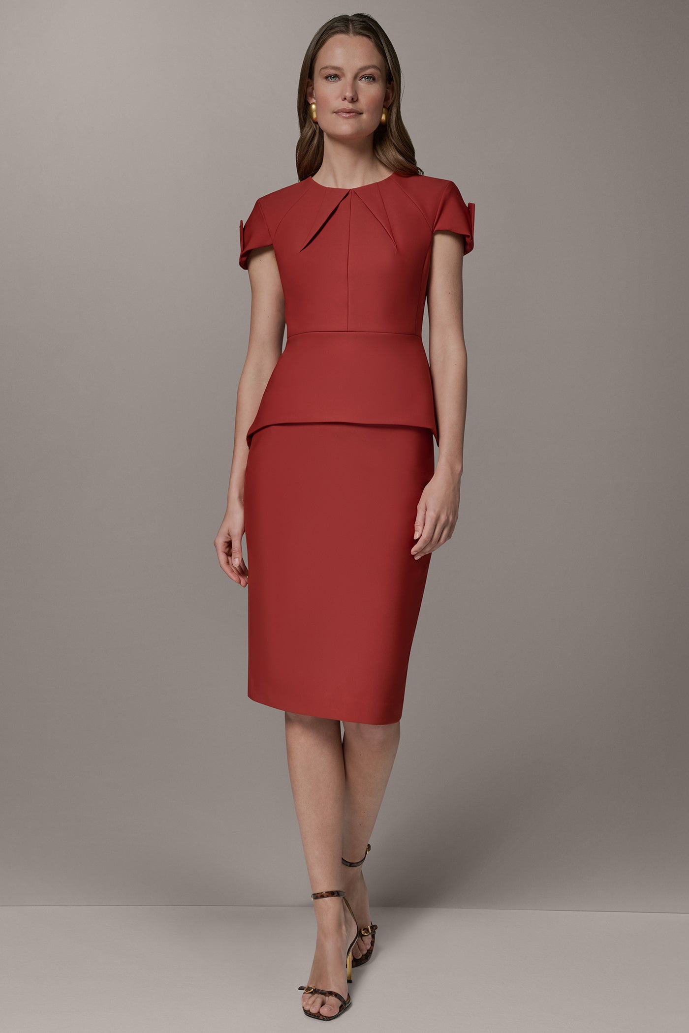 Sunbaked SHORT SLEEVE PEPLUM TOP Donna Karan