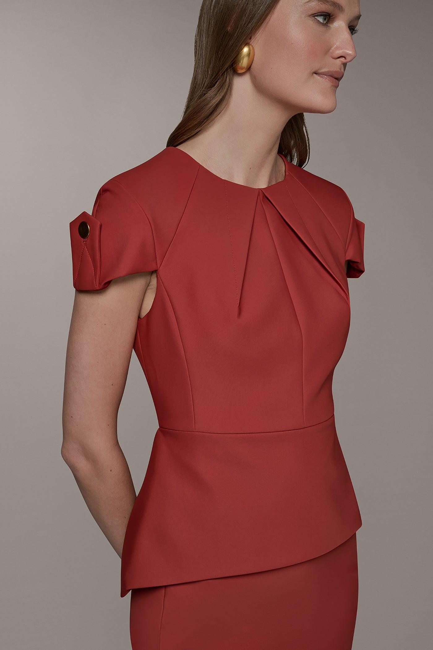 Sunbaked SHORT SLEEVE PEPLUM TOP Donna Karan