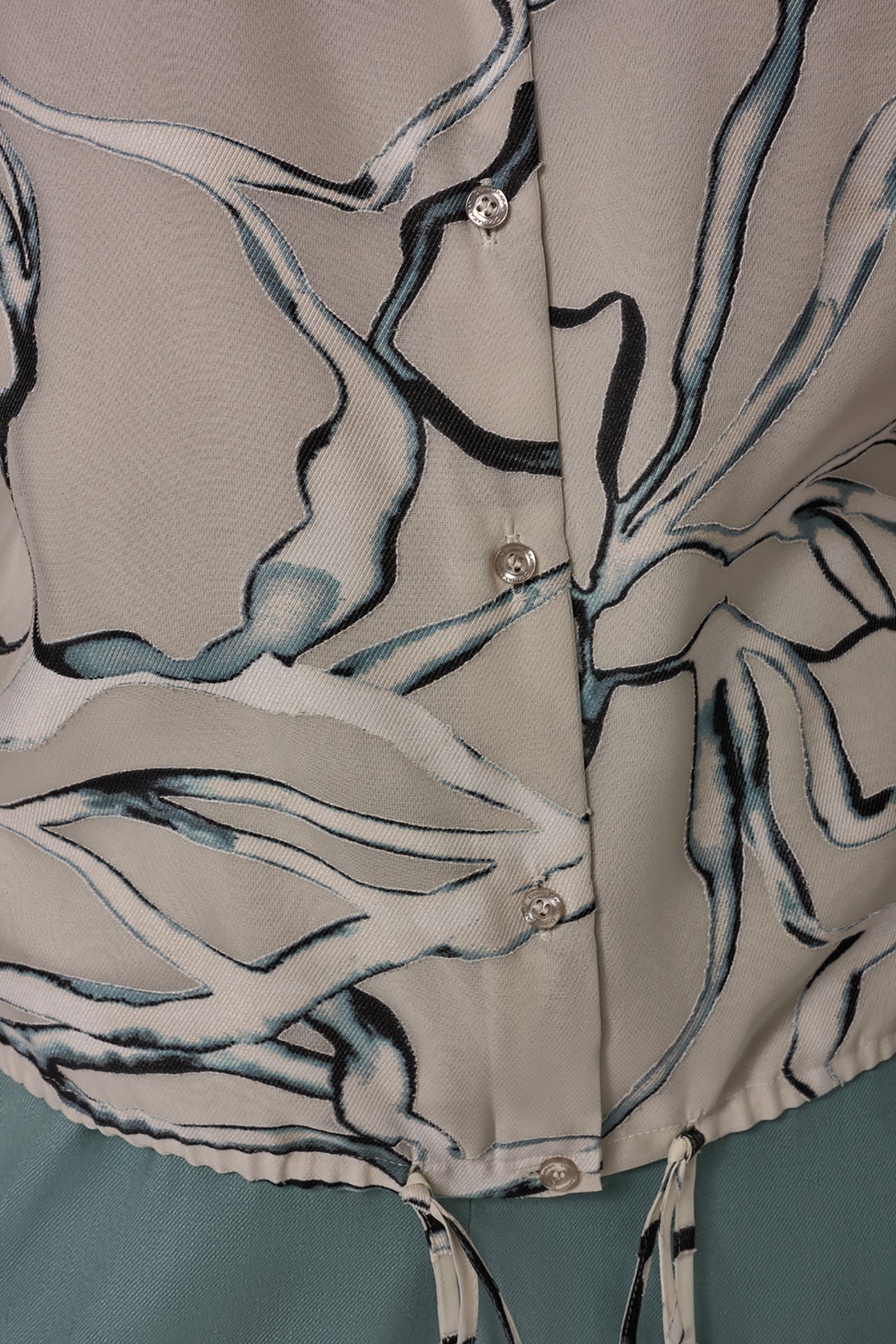 Aquamint Multi BURNOUT DRAWSTRING HEM BLOUSE Donna Karan