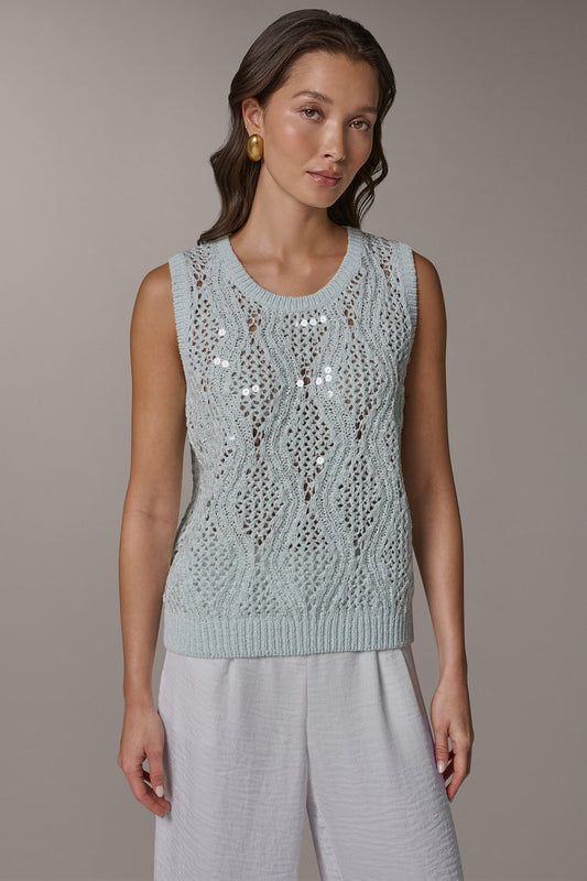 Skylight SEQUIN OPEN-STITCH SHELL Donna Karan