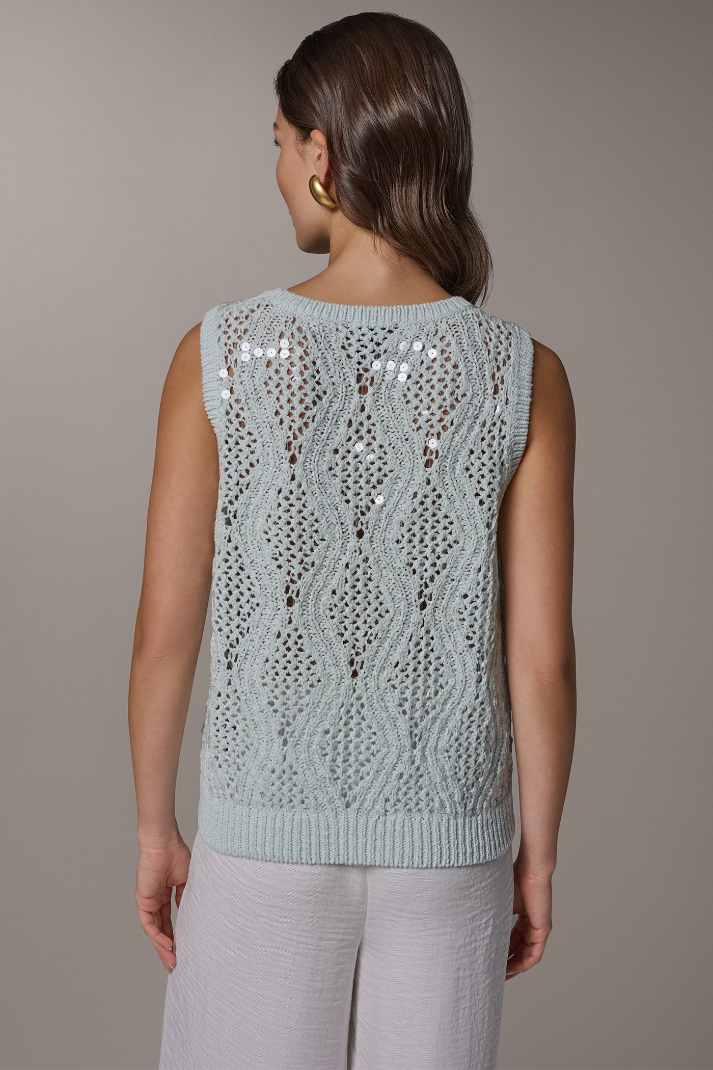 Skylight SEQUIN OPEN-STITCH SHELL Donna Karan