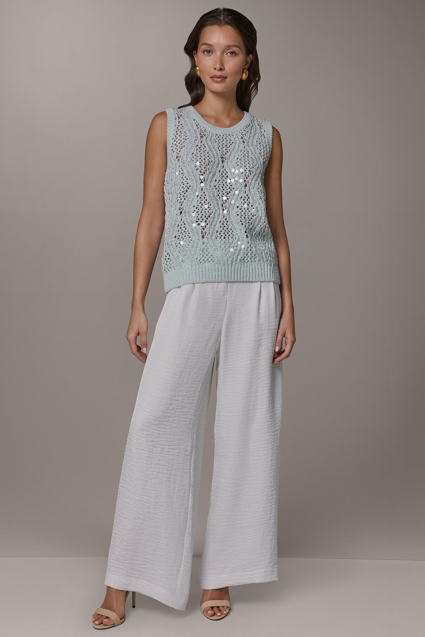 Skylight SEQUIN OPEN-STITCH SHELL Donna Karan
