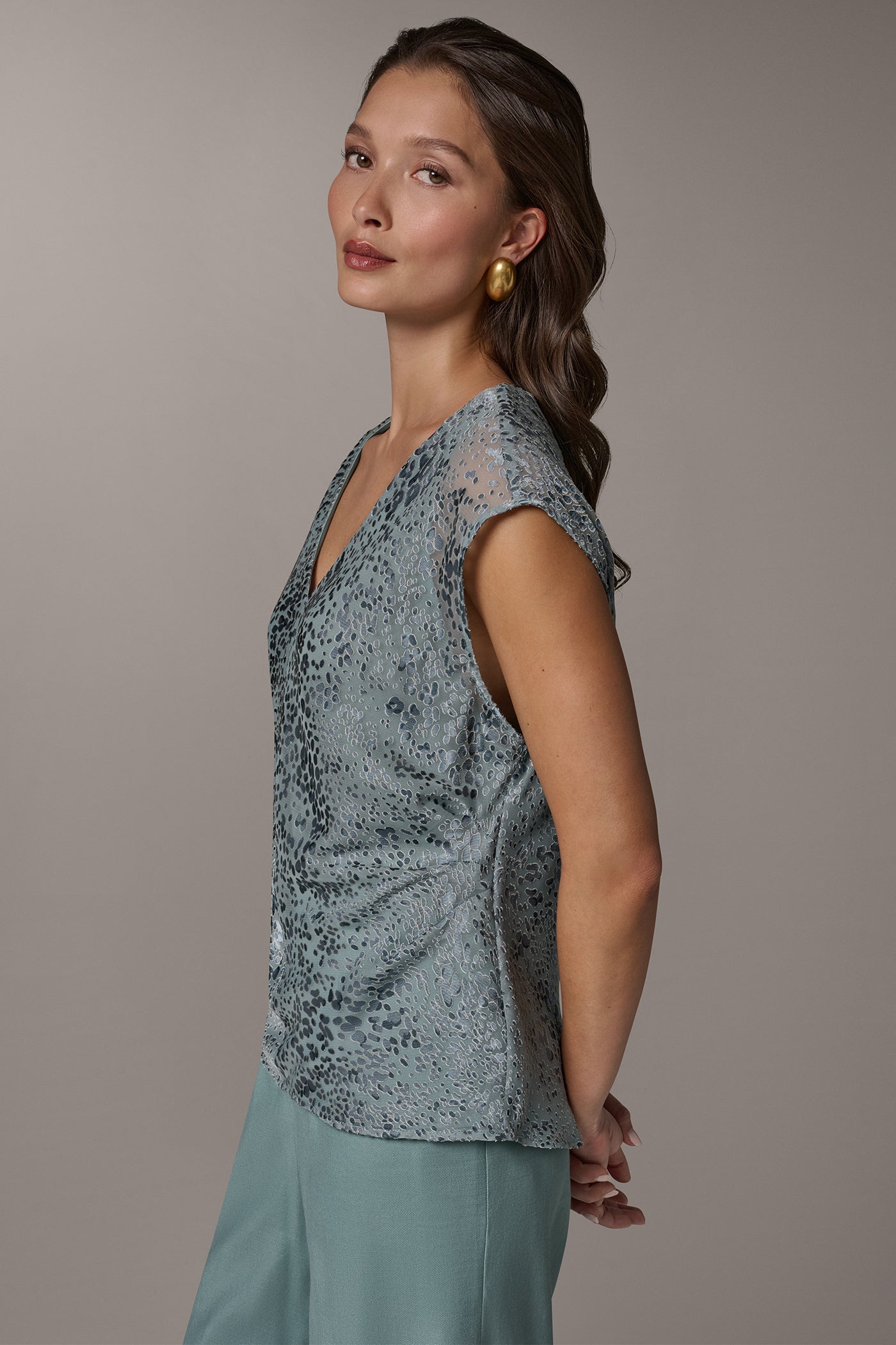 WATERLILY DOT BURNOUT TOP Donna Karan