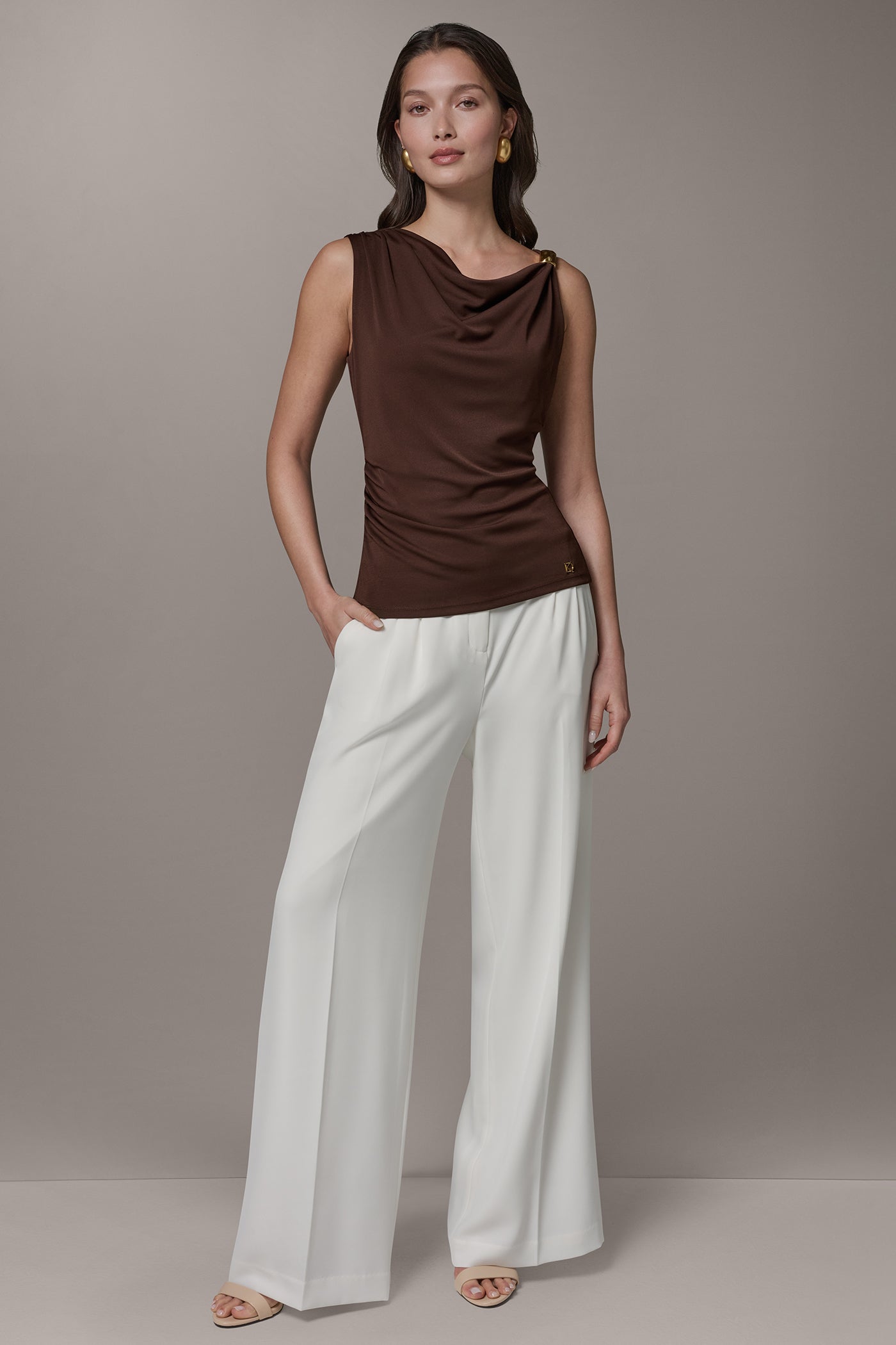 Canyon SLEEVELESS COWL-NECK TOP Donna Karan