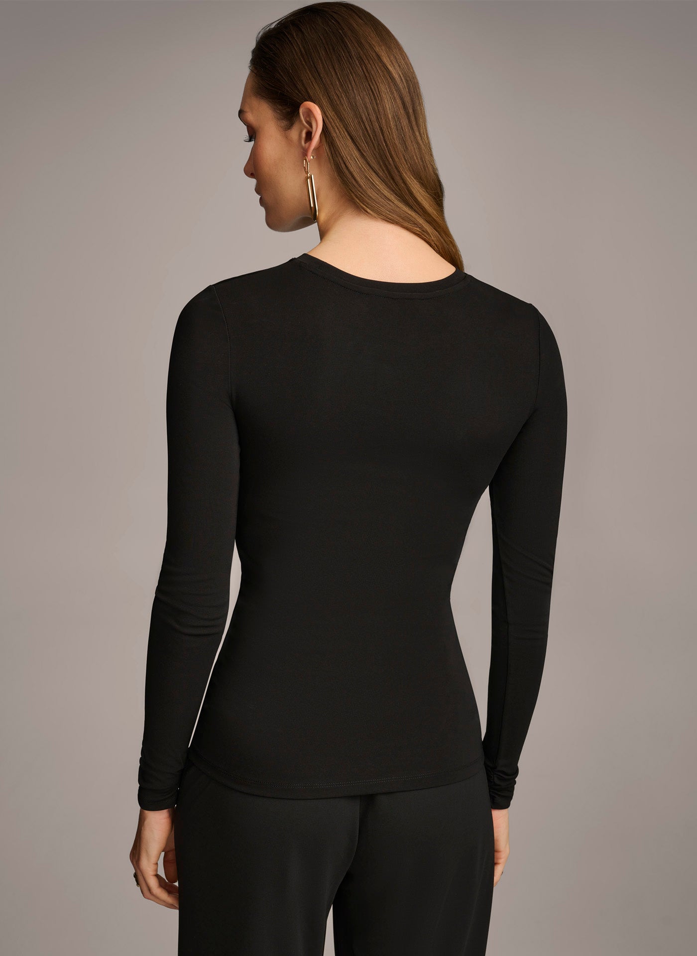 Black RUCHED DETAIL TOP Donna Karan