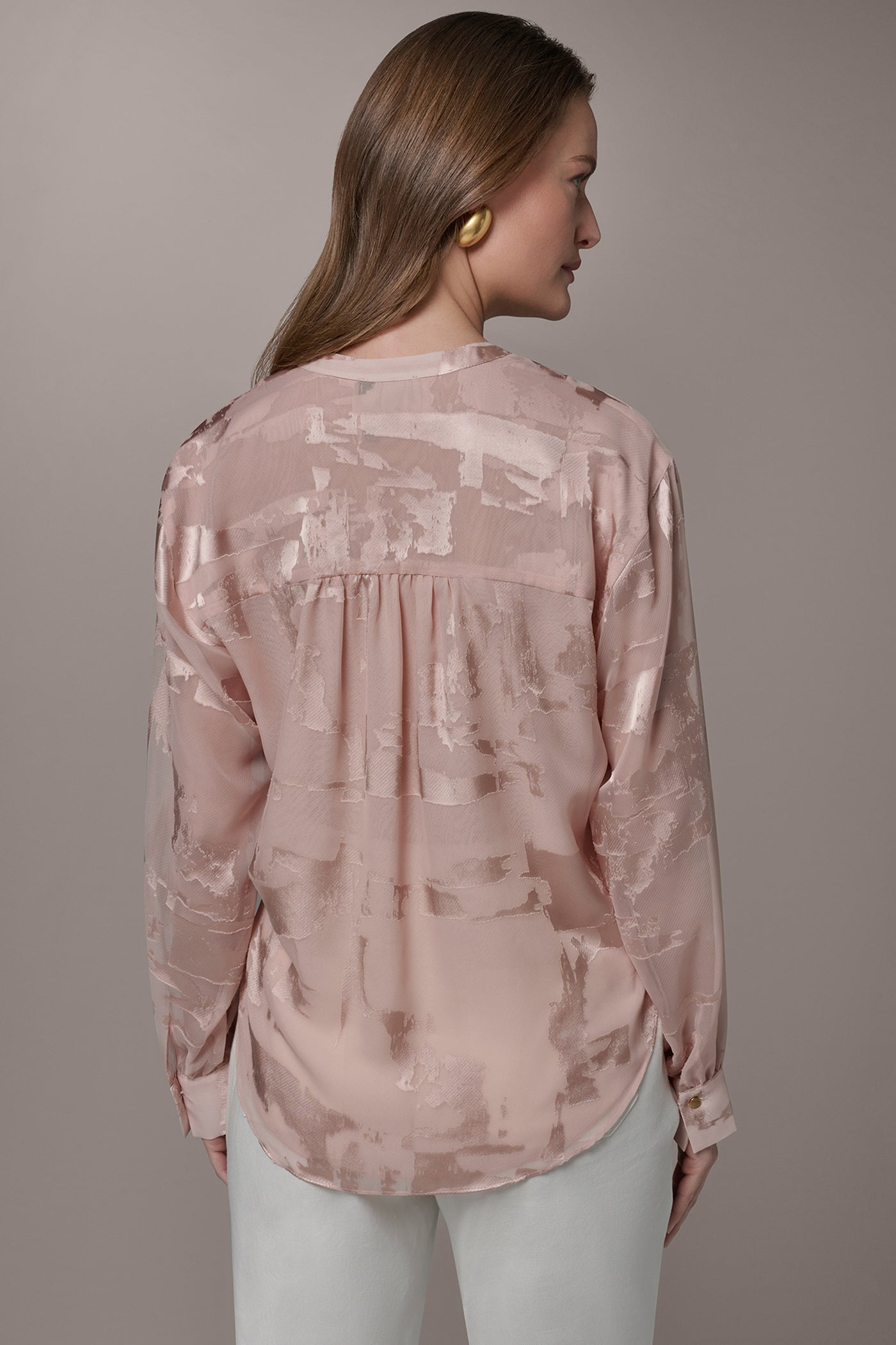 Snow Petal ABSTRACT BURNOUT BLOUSE Donna Karan