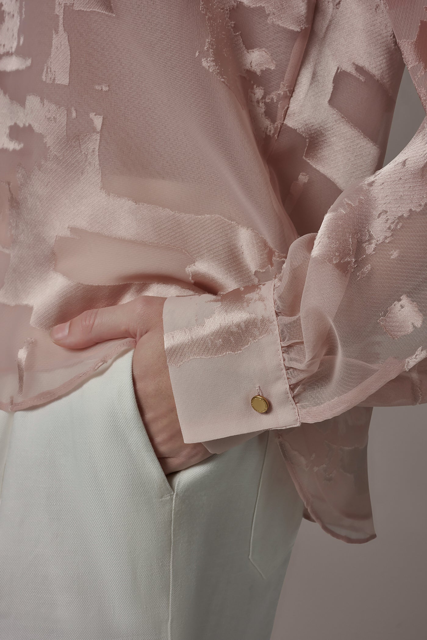 Snow Petal ABSTRACT BURNOUT BLOUSE Donna Karan