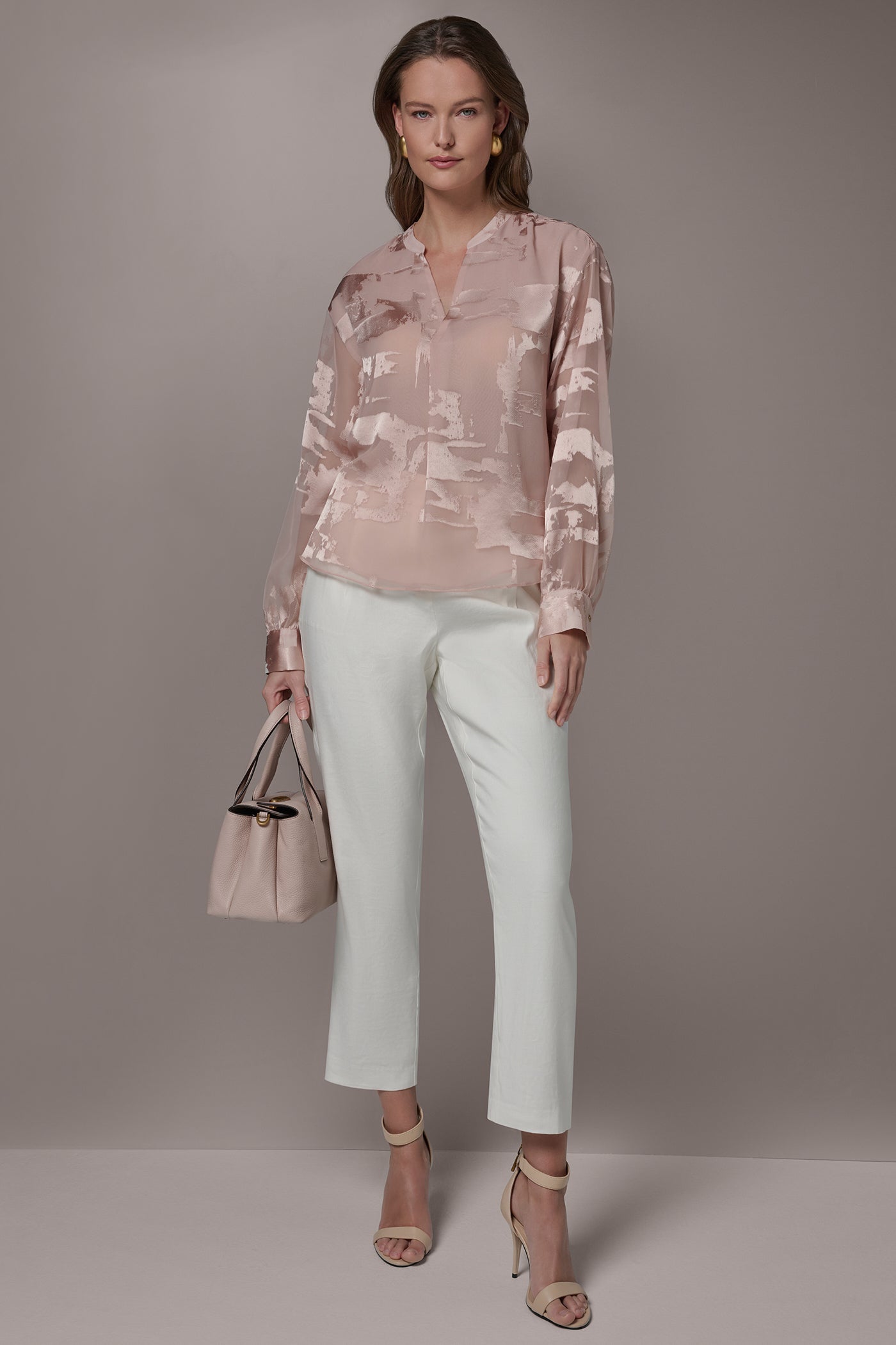 Snow Petal ABSTRACT BURNOUT BLOUSE Donna Karan