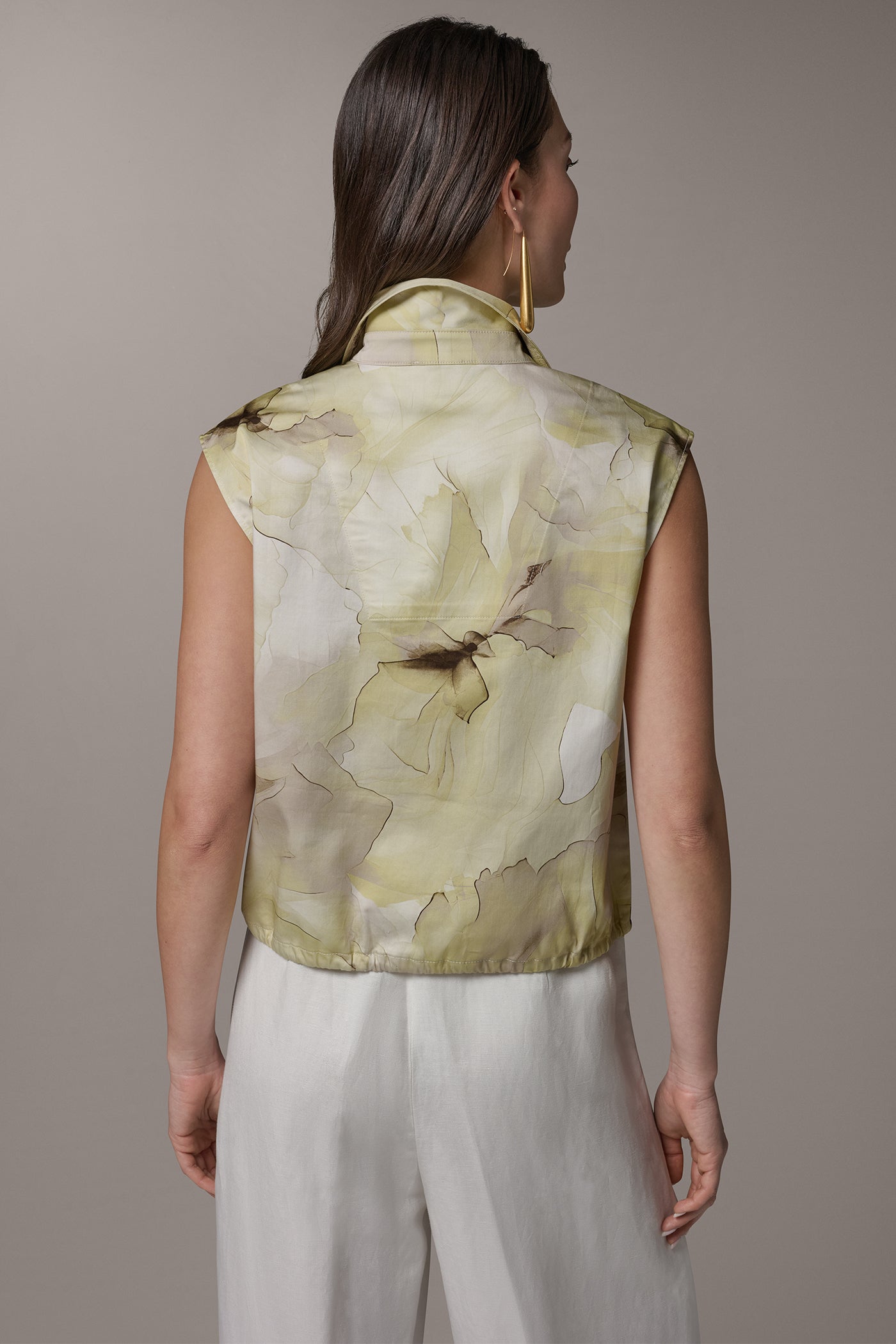 CITRUS MULTI SLEEVELESS PRINT DRAWSTRING HEM BLOUSE Donna Karan