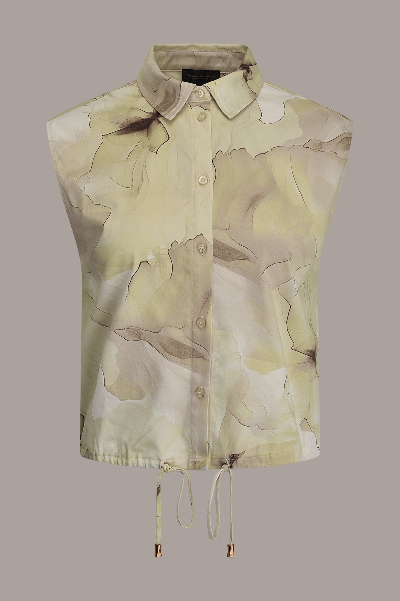 CITRUS MULTI SLEEVELESS PRINT DRAWSTRING HEM BLOUSE Donna Karan