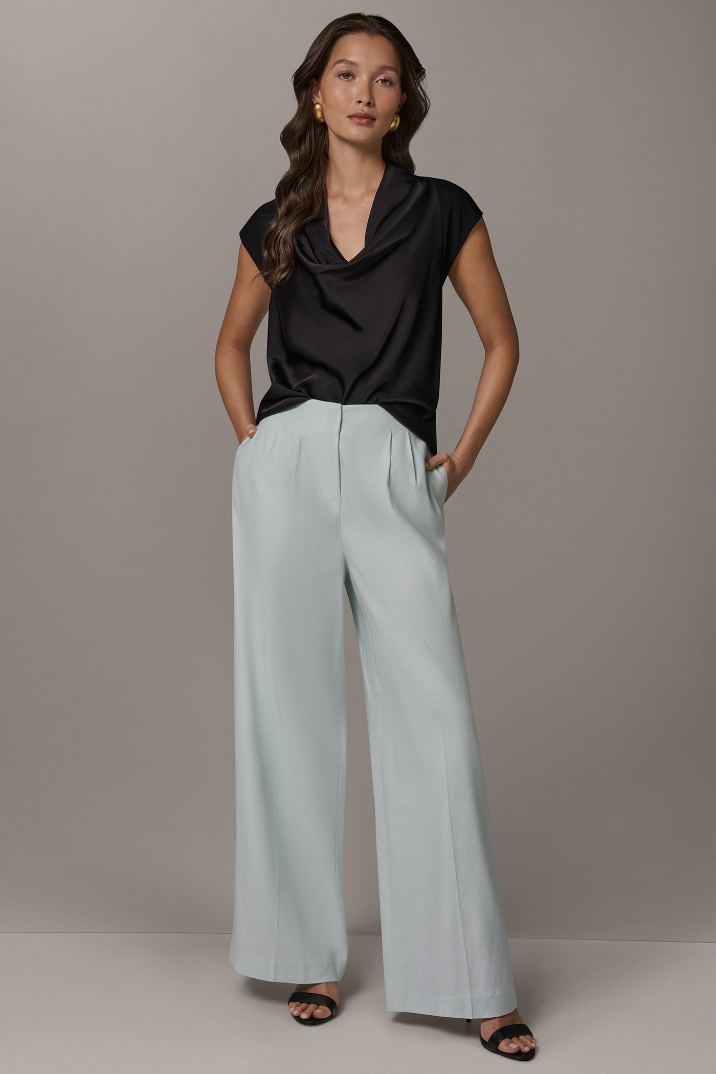 Skylight EXTRA HIGH-RISE PLEATED WIDE-LEG PANT Donna Karan