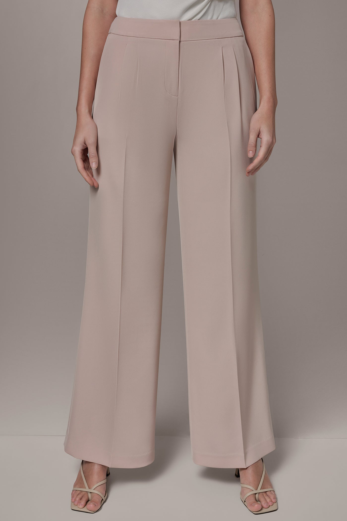 Snow Petal MID-RISE PLEATED WIDE-LEG SUIT PANT Donna Karan