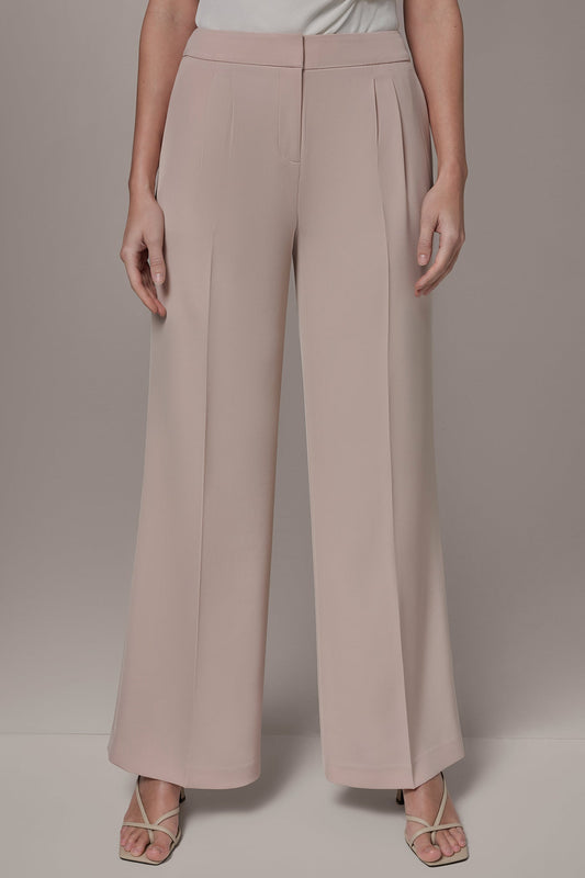 Snow Petal MID-RISE PLEATED WIDE-LEG SUIT PANT Donna Karan