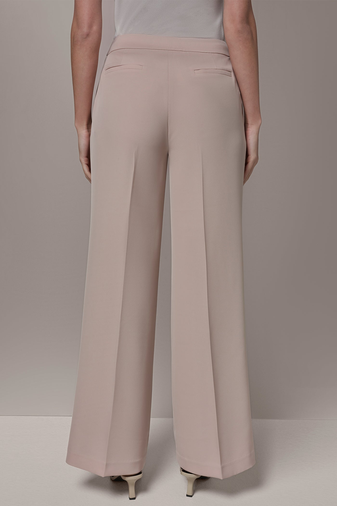 Snow Petal MID-RISE PLEATED WIDE-LEG SUIT PANT Donna Karan