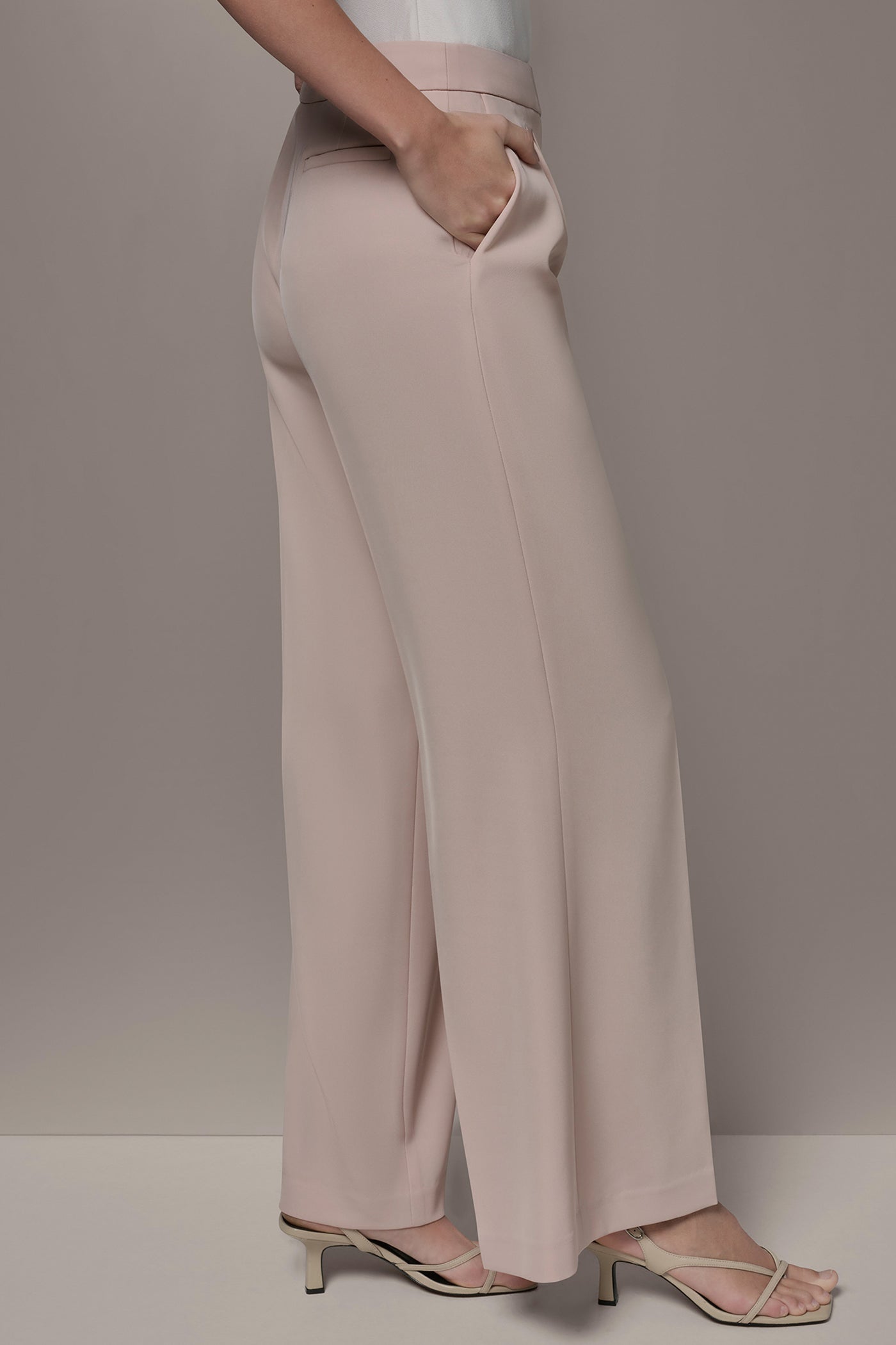 Snow Petal MID-RISE PLEATED WIDE-LEG SUIT PANT Donna Karan