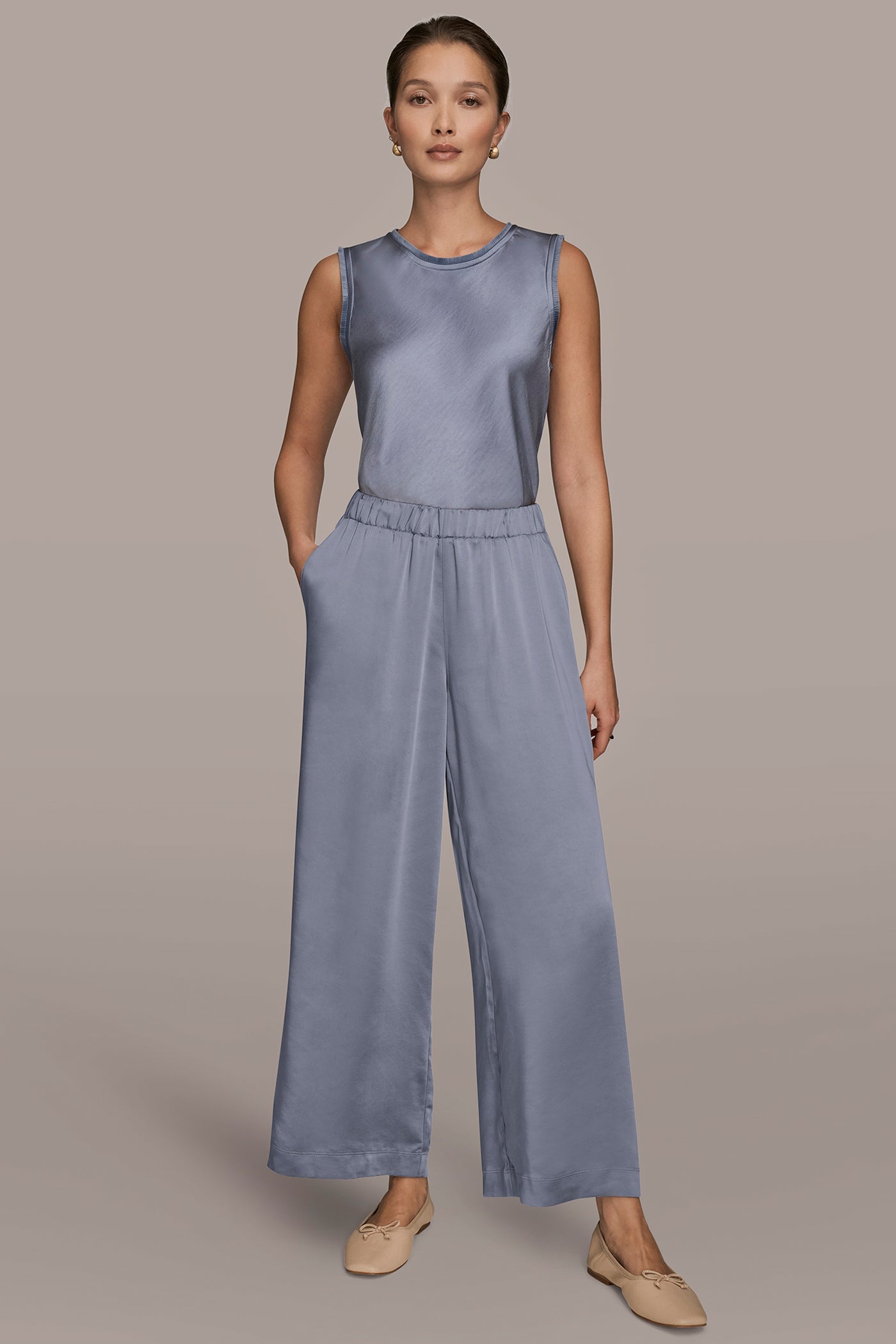 Tempest SATIN MID-RISE RELAXED PANT Donna Karan
