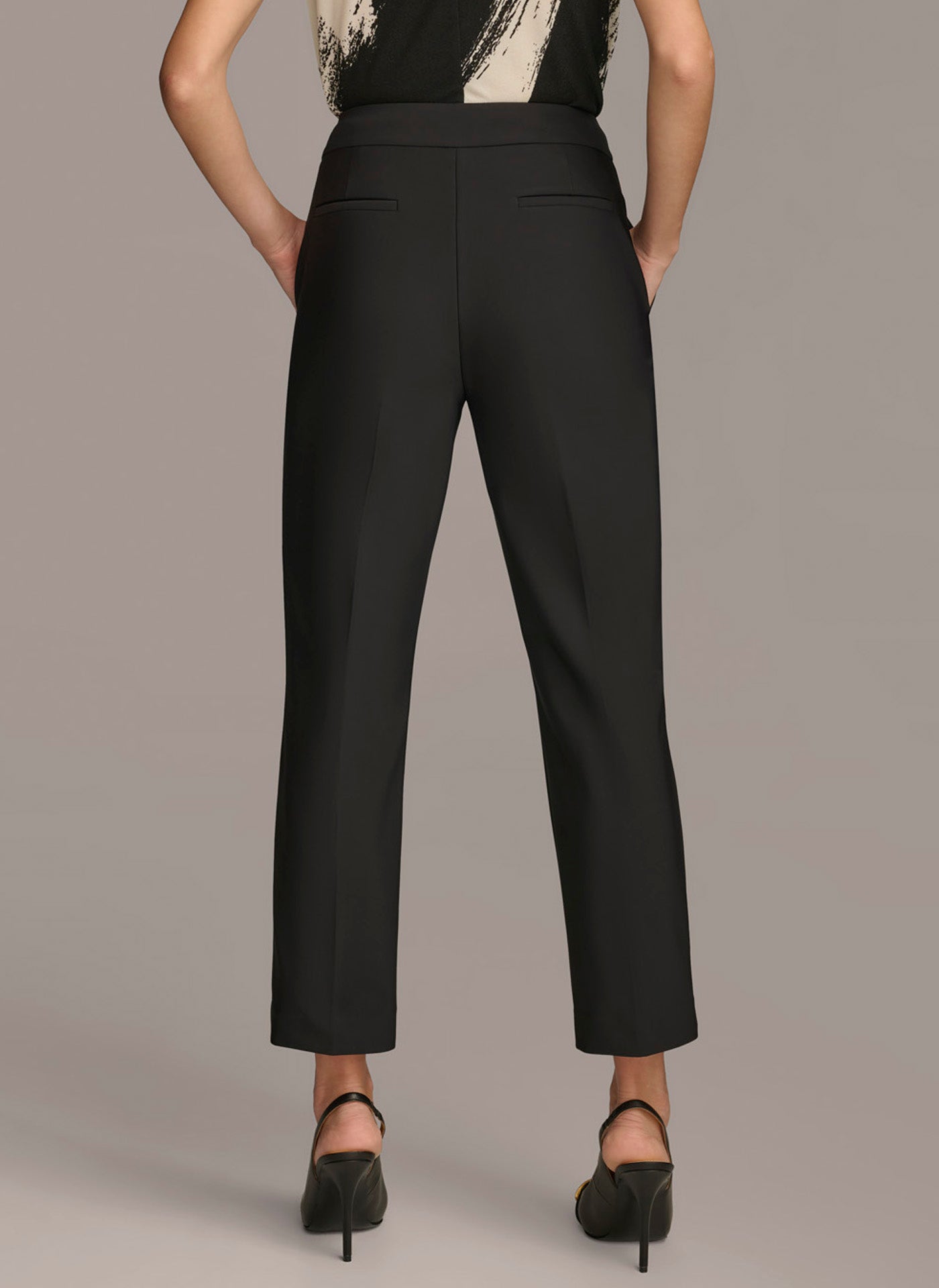 Black SLIM LEG ANKLE LENGTH PANT Donna Karan