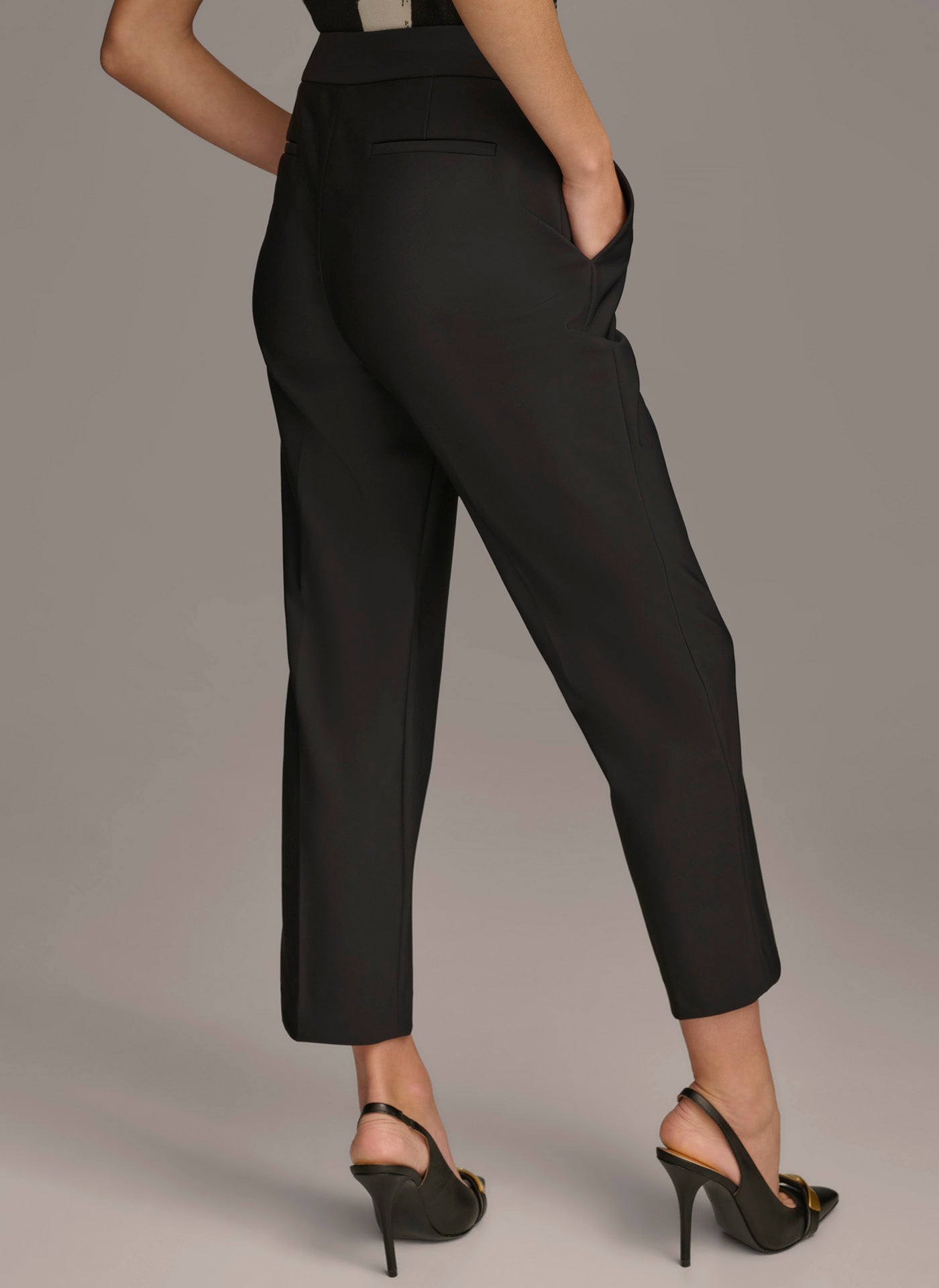 Black SLIM LEG ANKLE LENGTH PANT Donna Karan