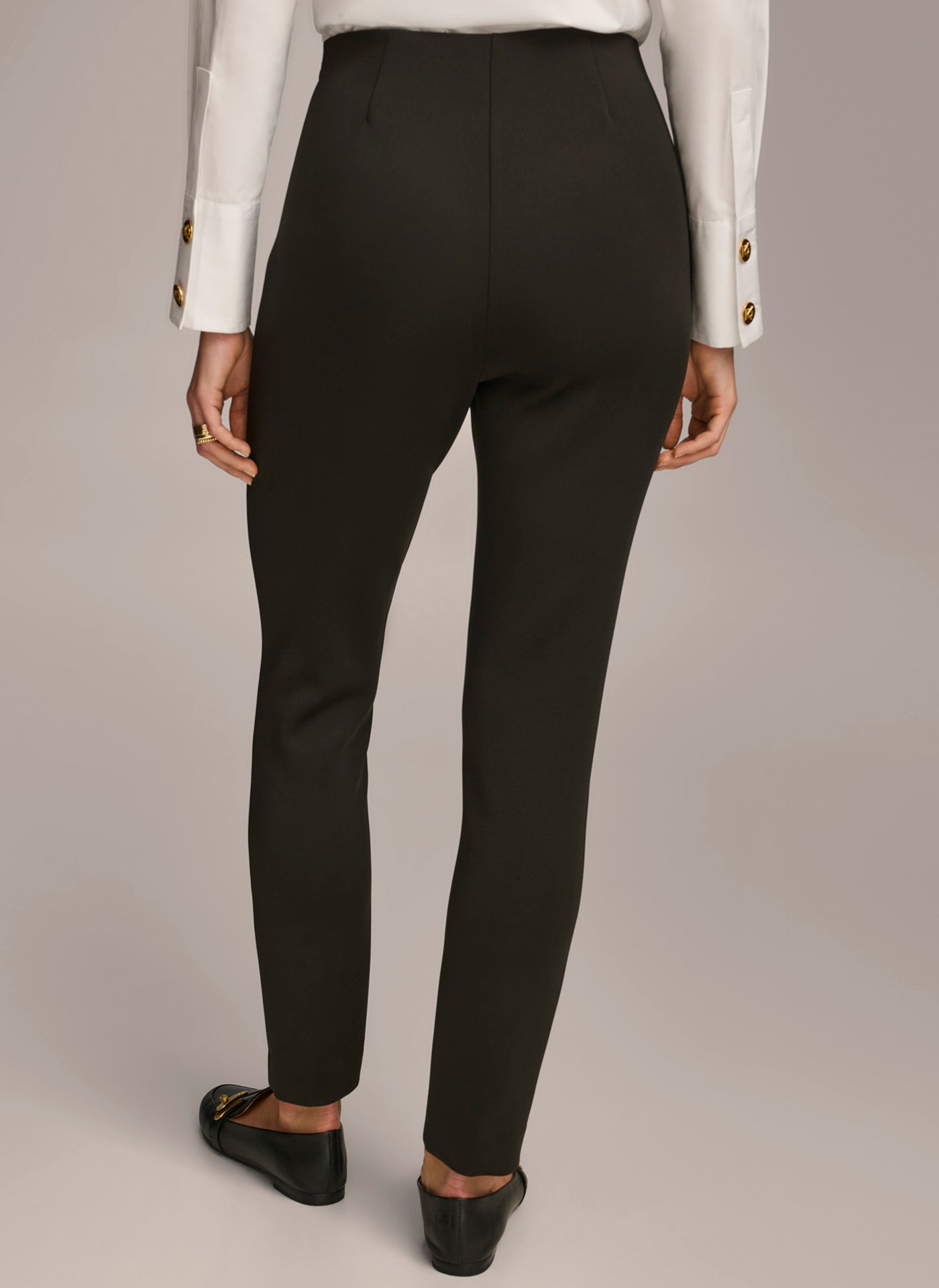 Black HIGH RISE ANKLE PANT Donna Karan
