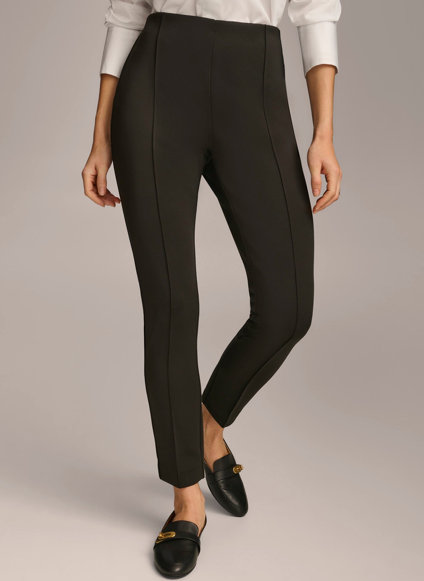 Black HIGH RISE ANKLE PANT Donna Karan