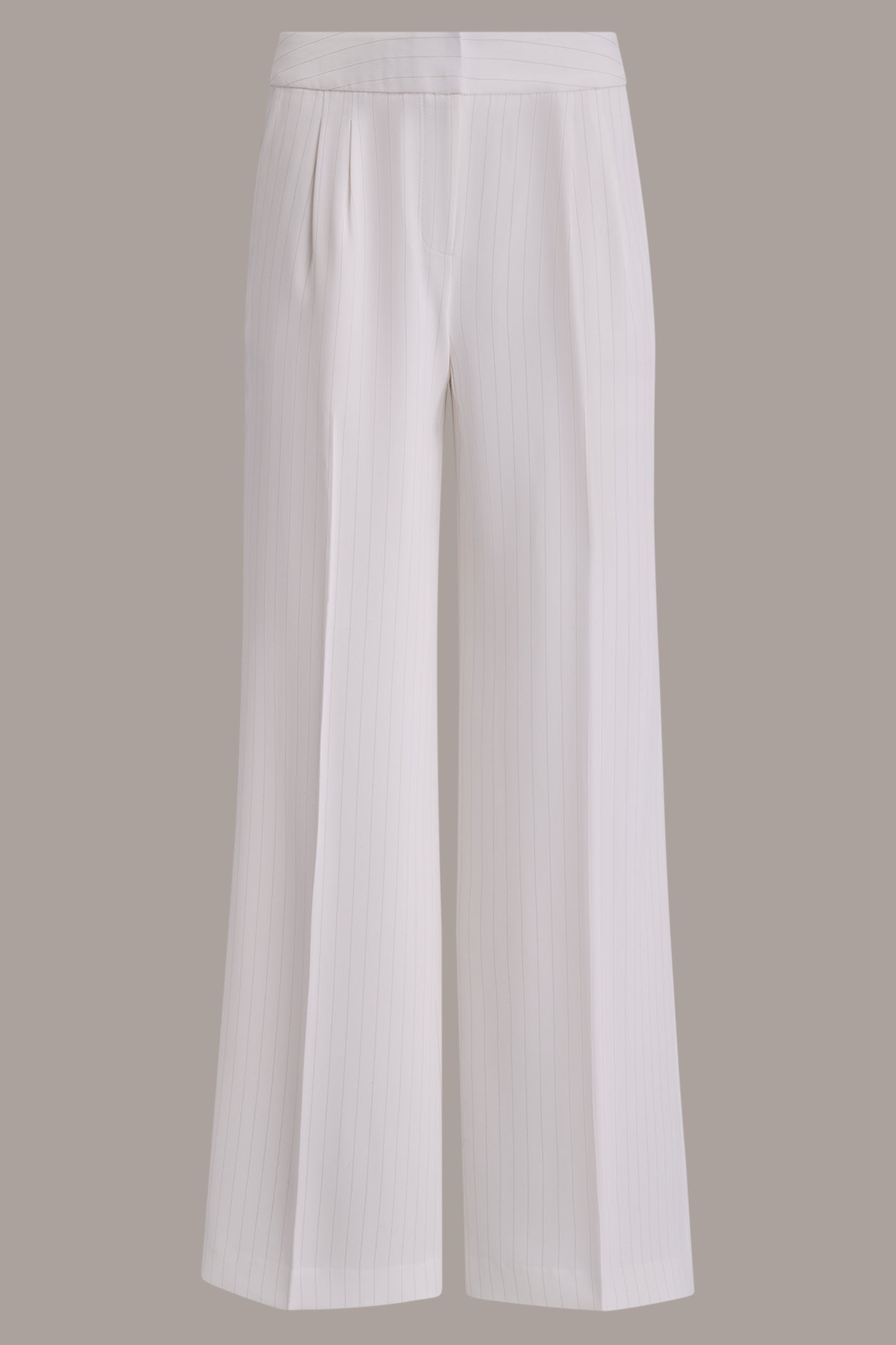 Cream/Tuscan Grey MID-RISE PINSTRIPE WIDE-LEG SUIT PANT Donna Karan
