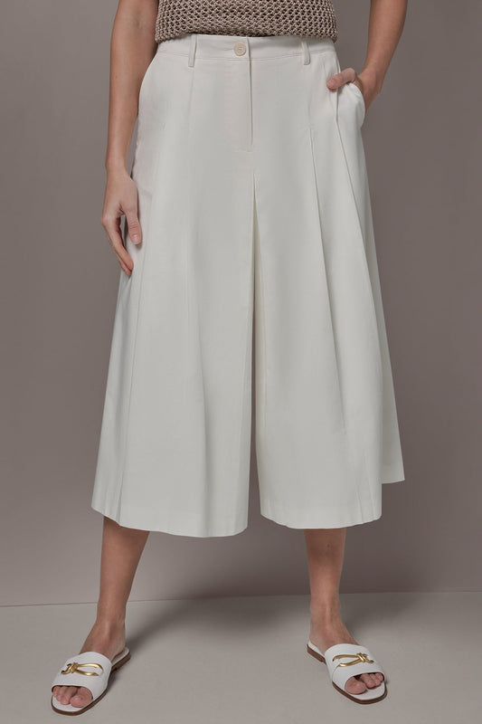 Cream EXTRA HIGH-RISE COTTON-SATEEN PLEATED WIDE-LEG PANT Donna Karan