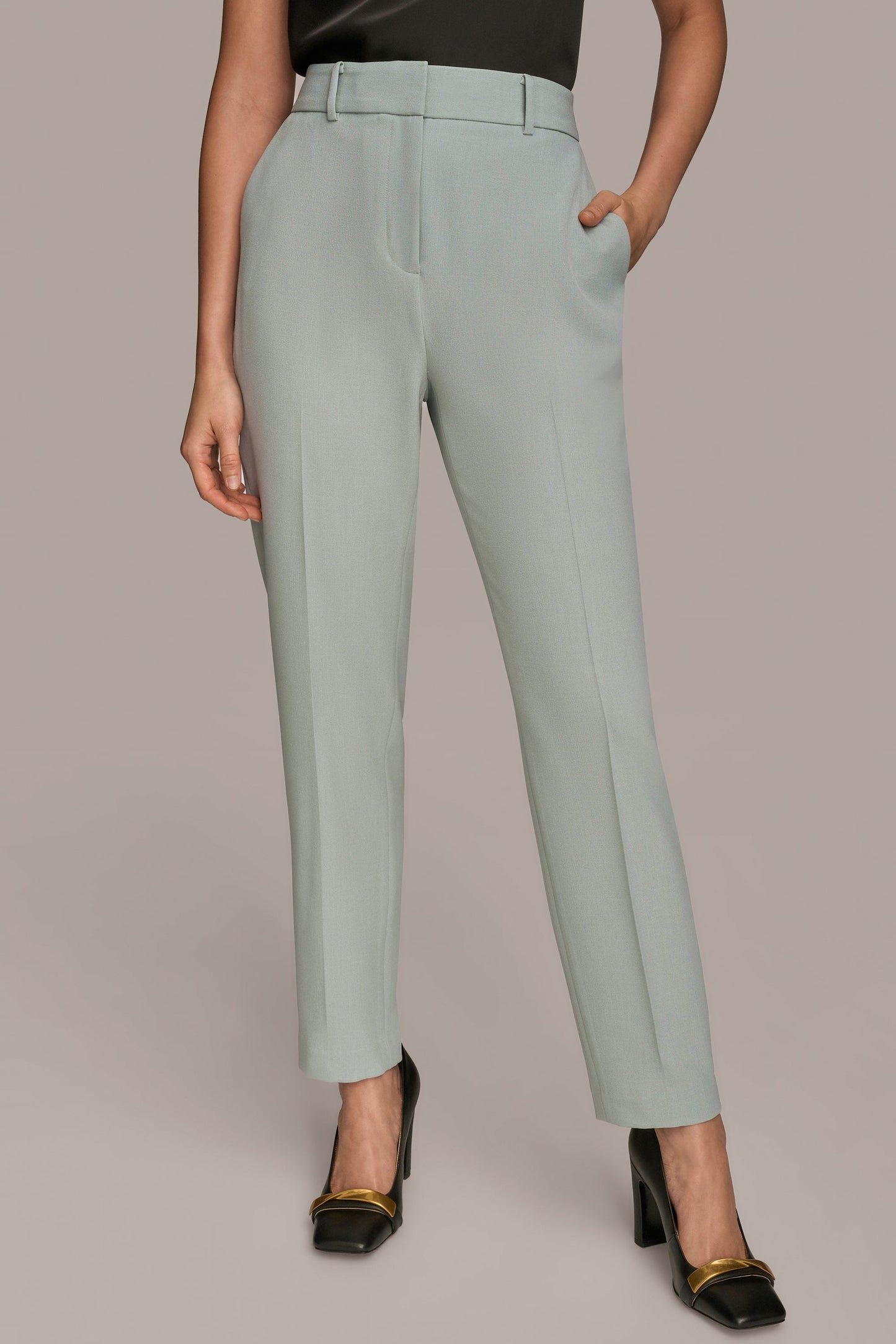WEATHERED SAGE HIGH-RISE STRAIGHT-LEG PANT Donna Karan