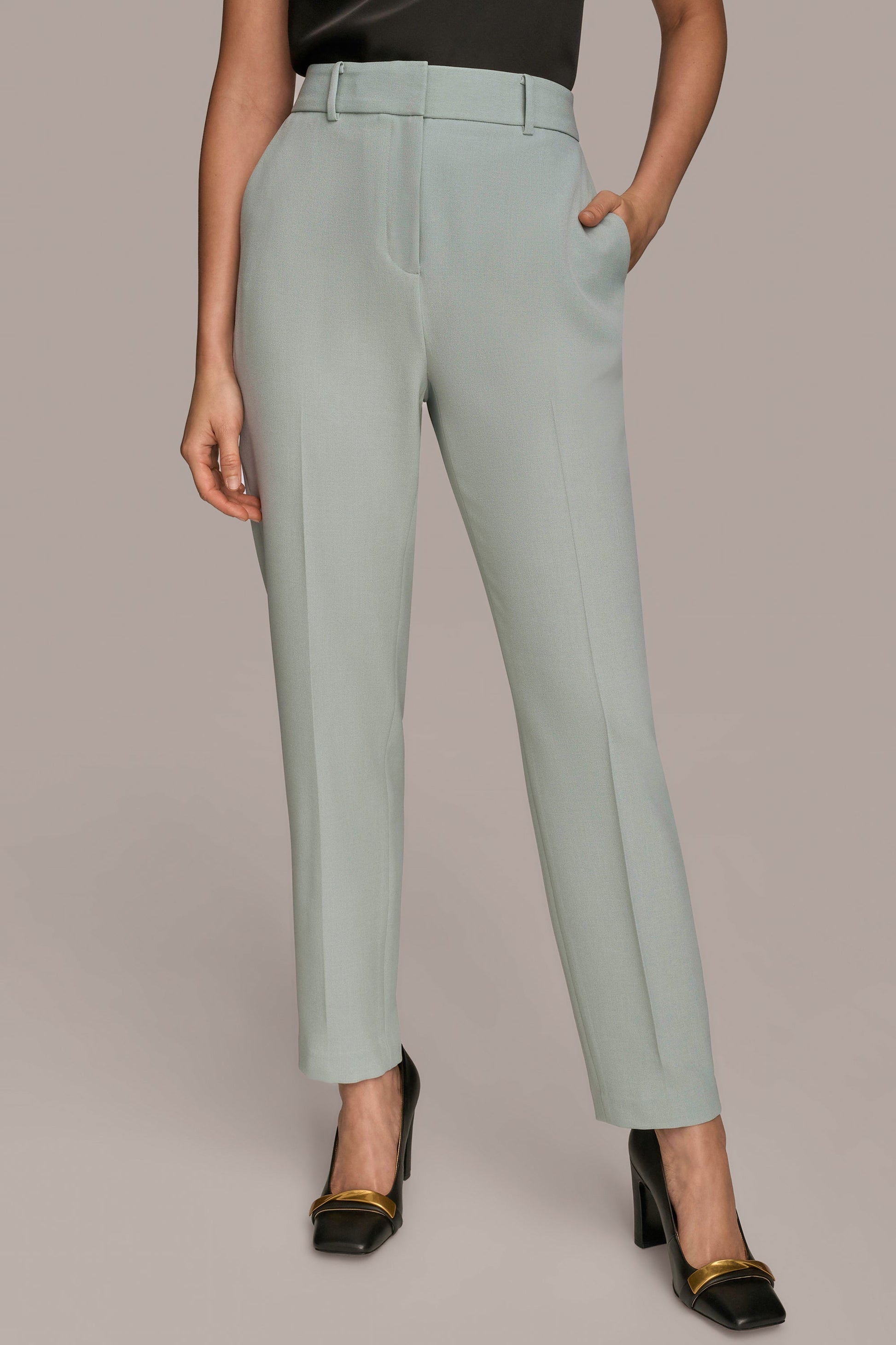 WEATHERED SAGE HIGH-RISE STRAIGHT-LEG PANT Donna Karan