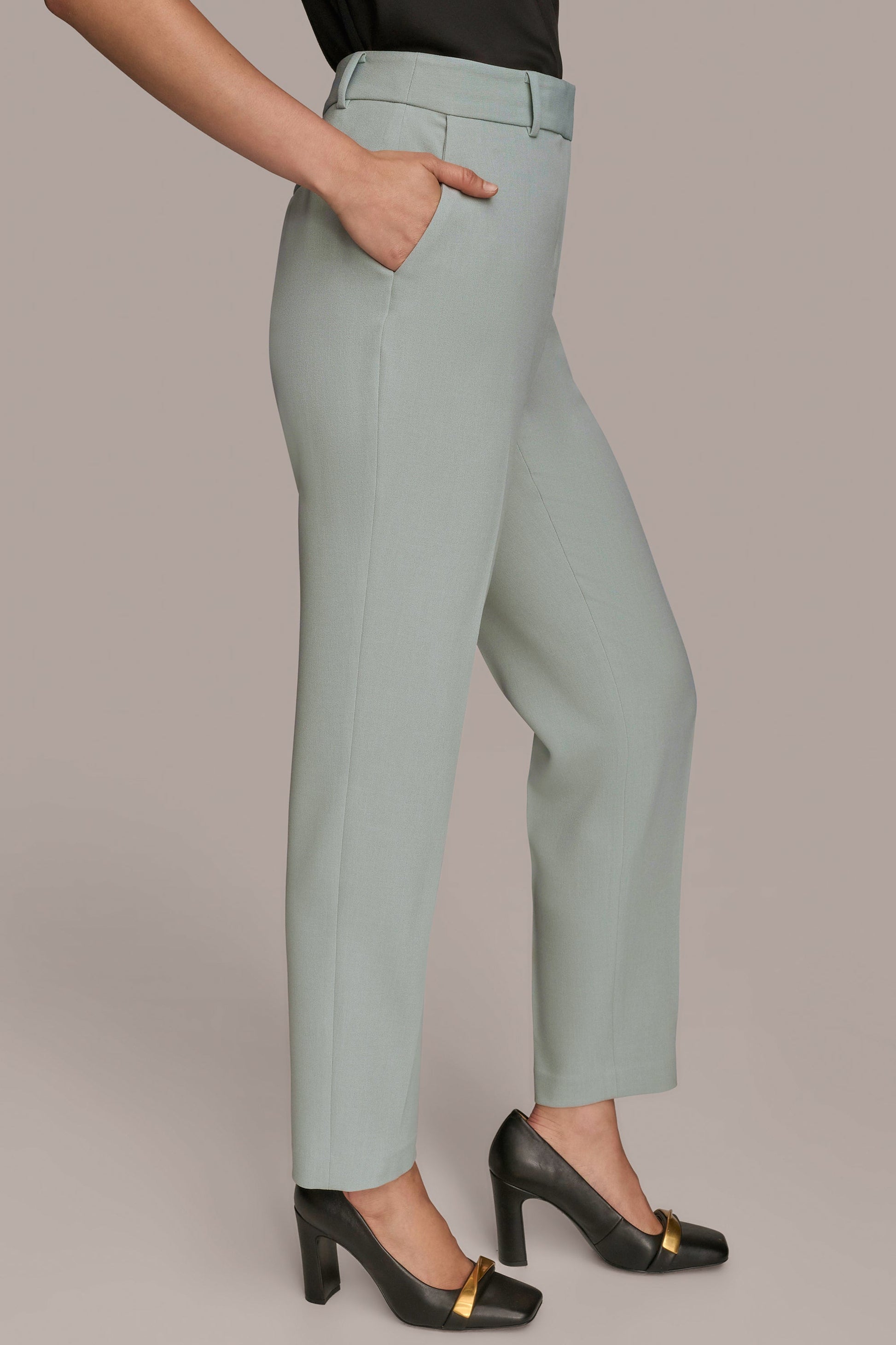 WEATHERED SAGE HIGH-RISE STRAIGHT-LEG PANT Donna Karan