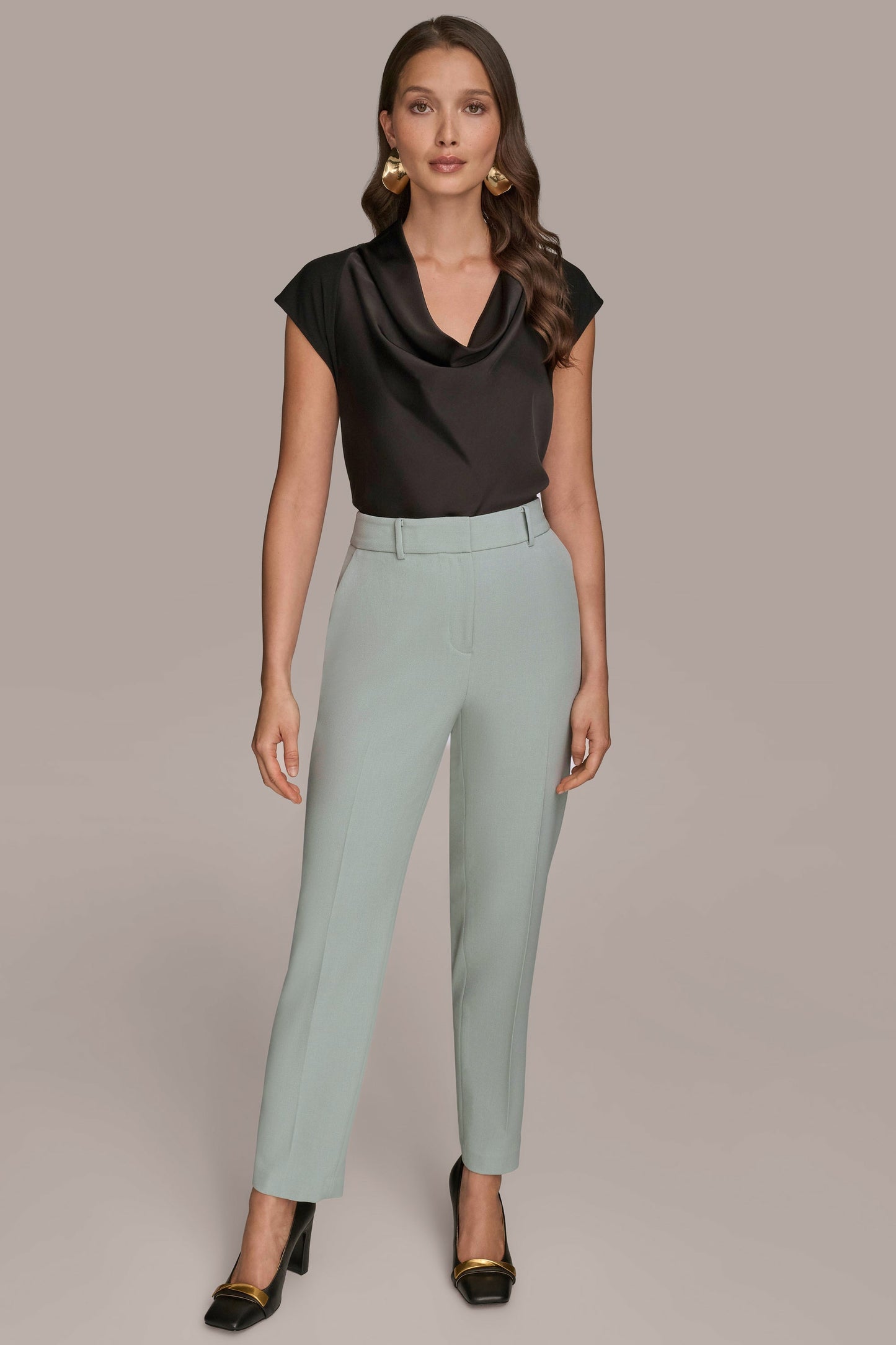 WEATHERED SAGE HIGH-RISE STRAIGHT-LEG PANT Donna Karan