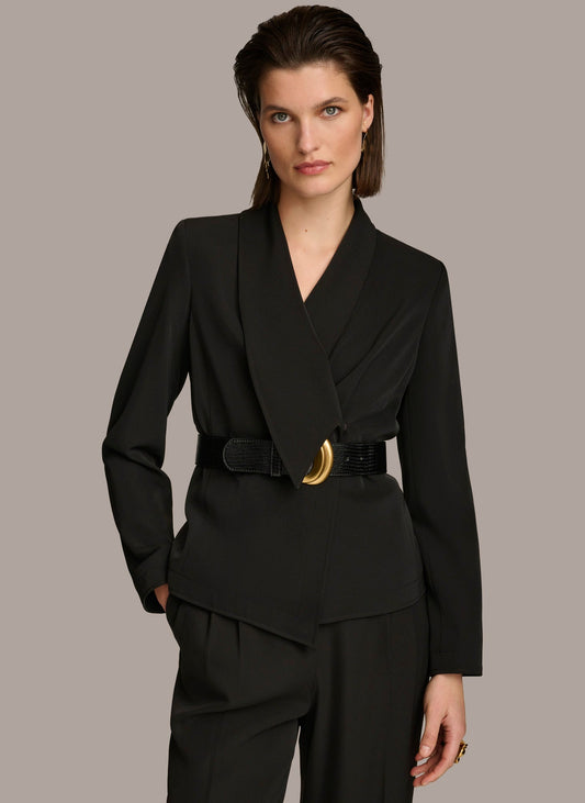Black BELTED BLAZER Donna Karan