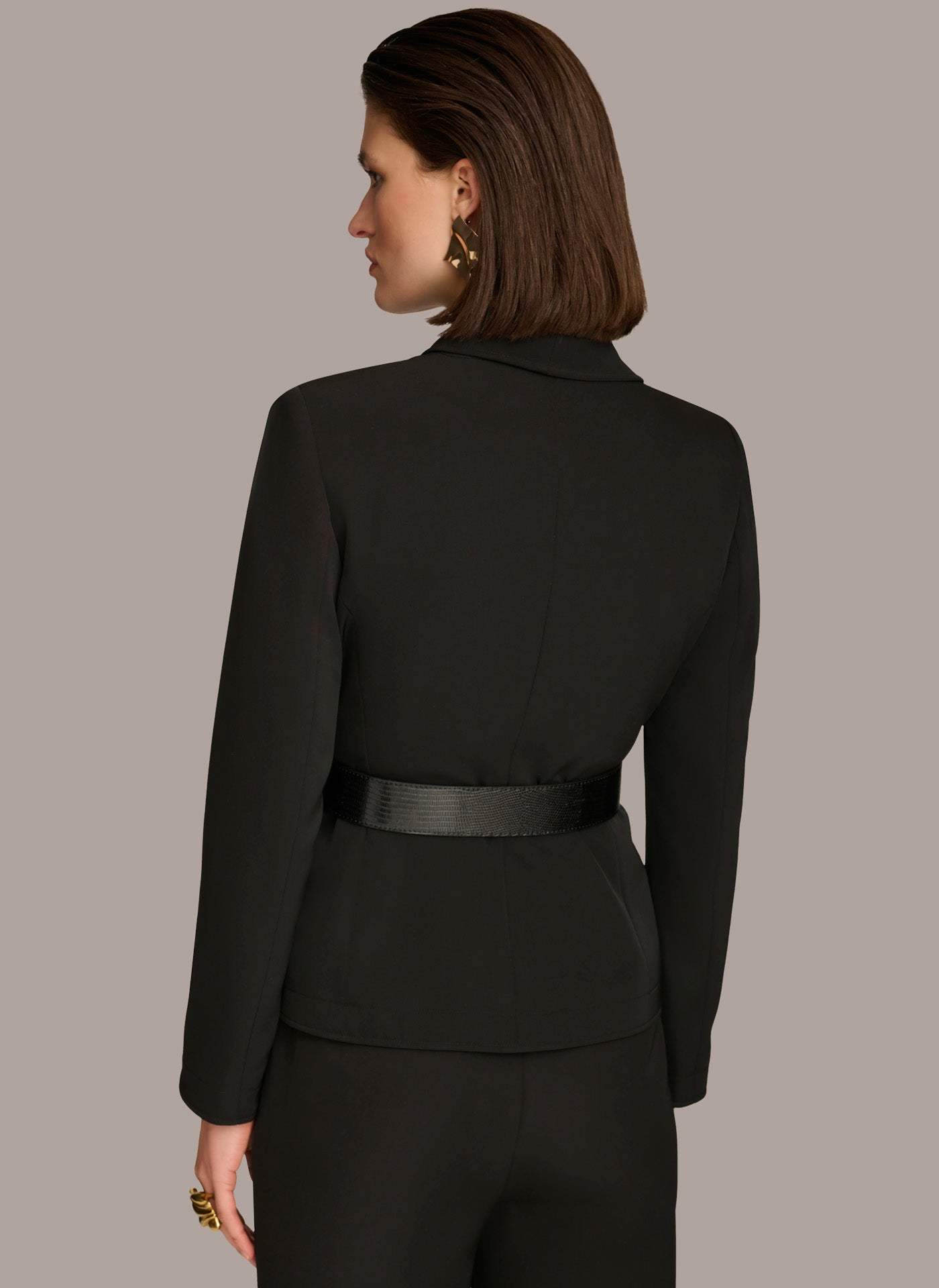Black BELTED BLAZER Donna Karan