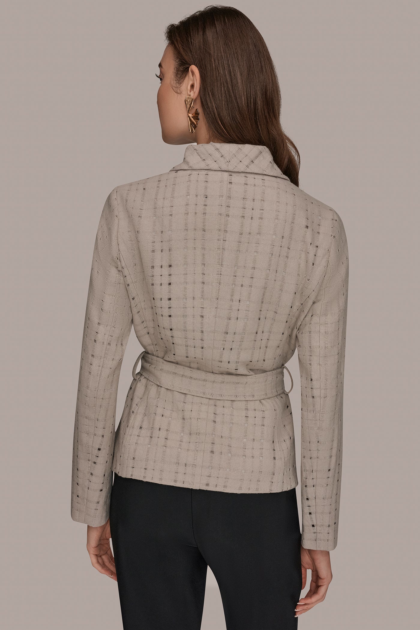 VAPOR PERFORATED WRAP JACKET WITH BELT Donna Karan