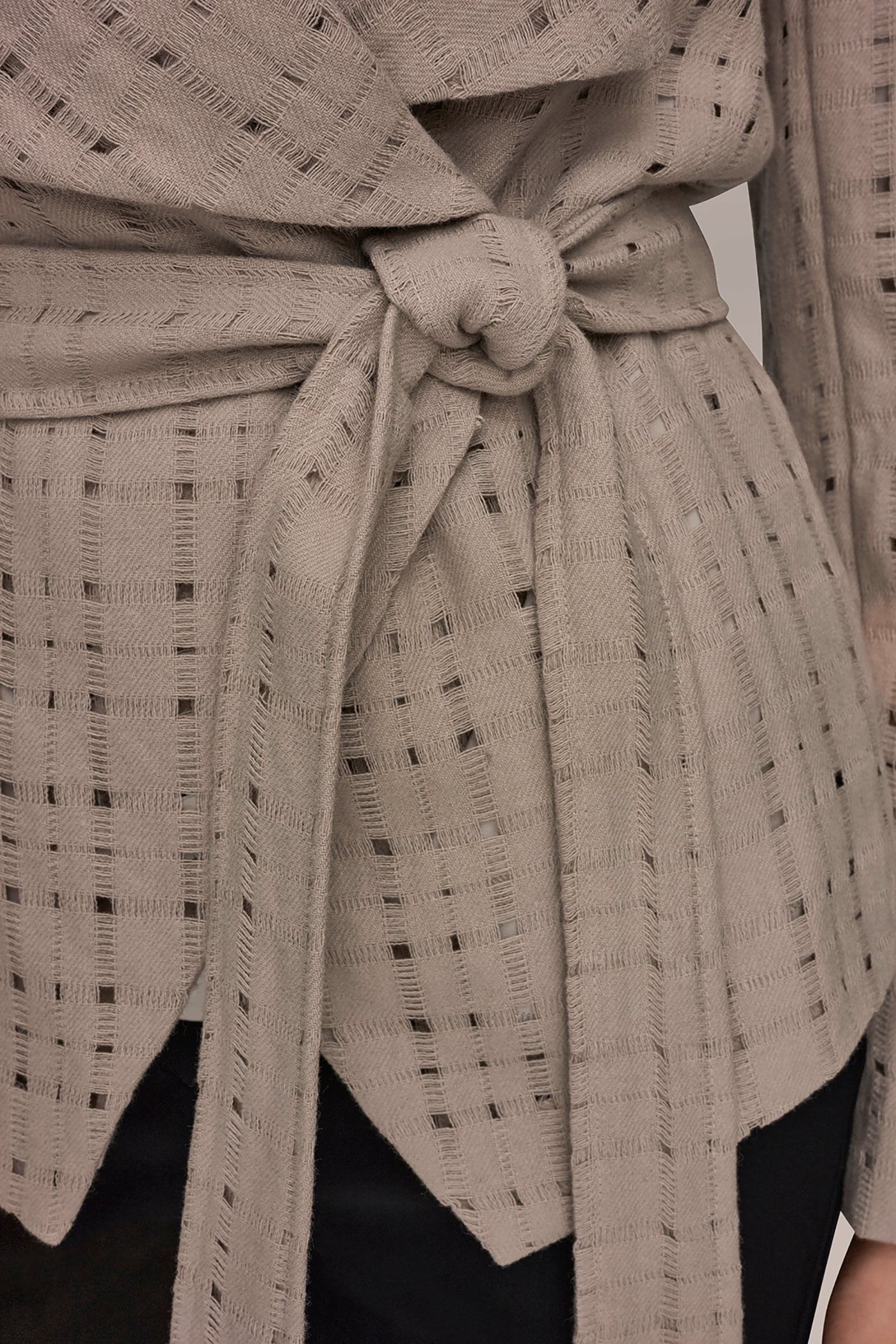 VAPOR PERFORATED WRAP JACKET WITH BELT Donna Karan