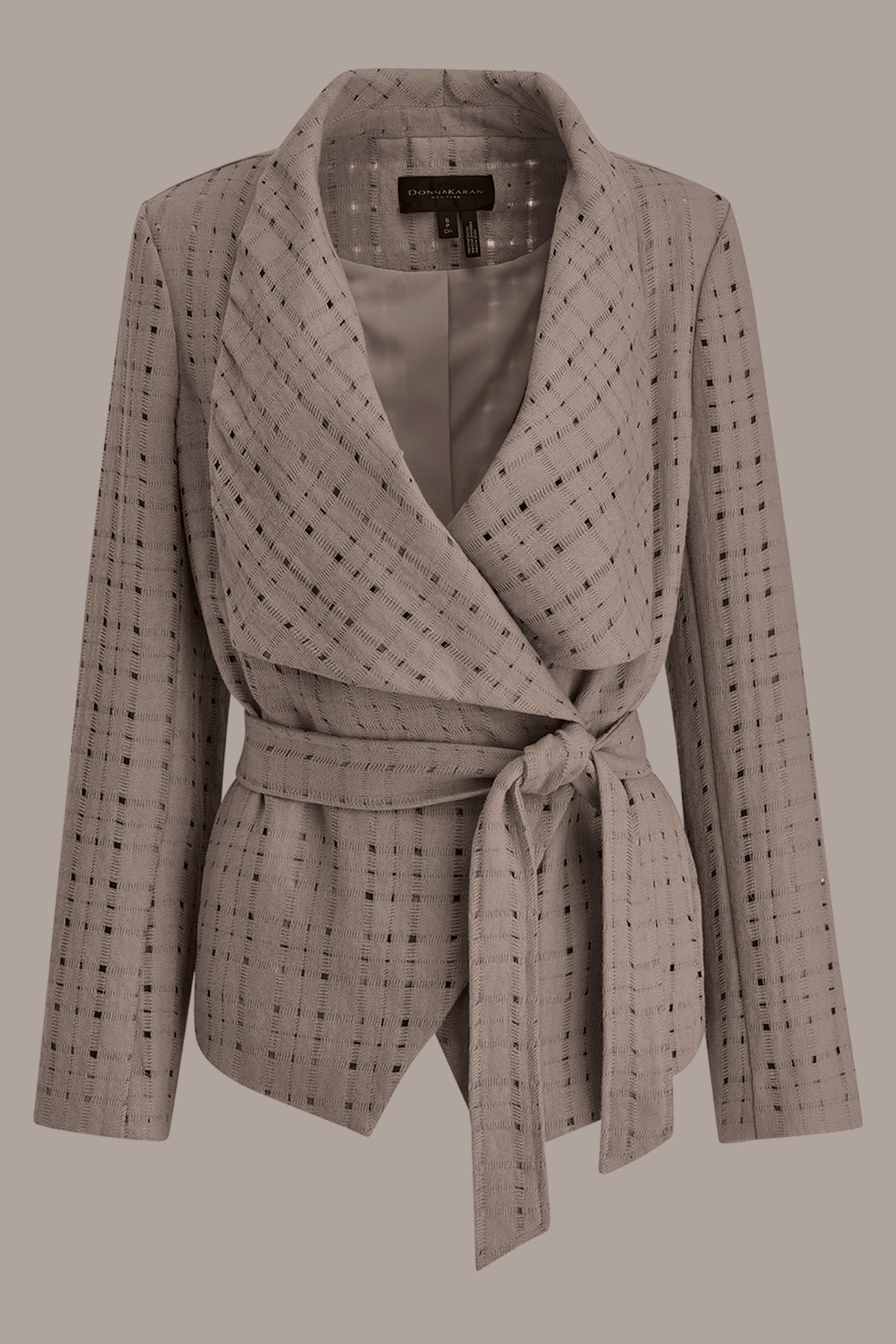 VAPOR PERFORATED WRAP JACKET WITH BELT Donna Karan