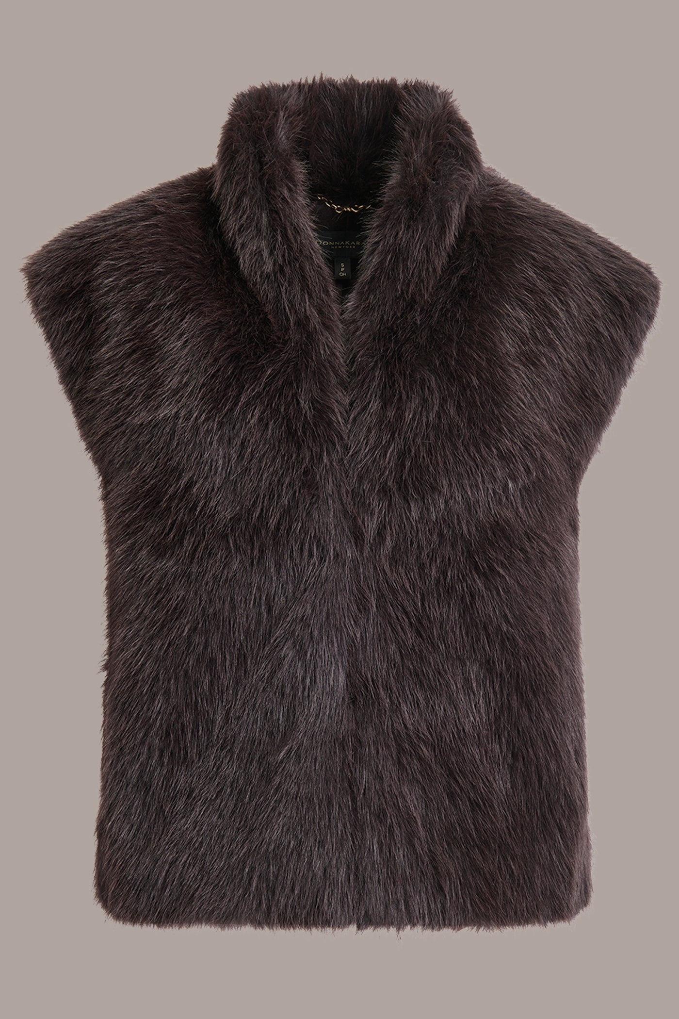CHOCOLATE PLUM FAUX FUR VEST Donna Karan