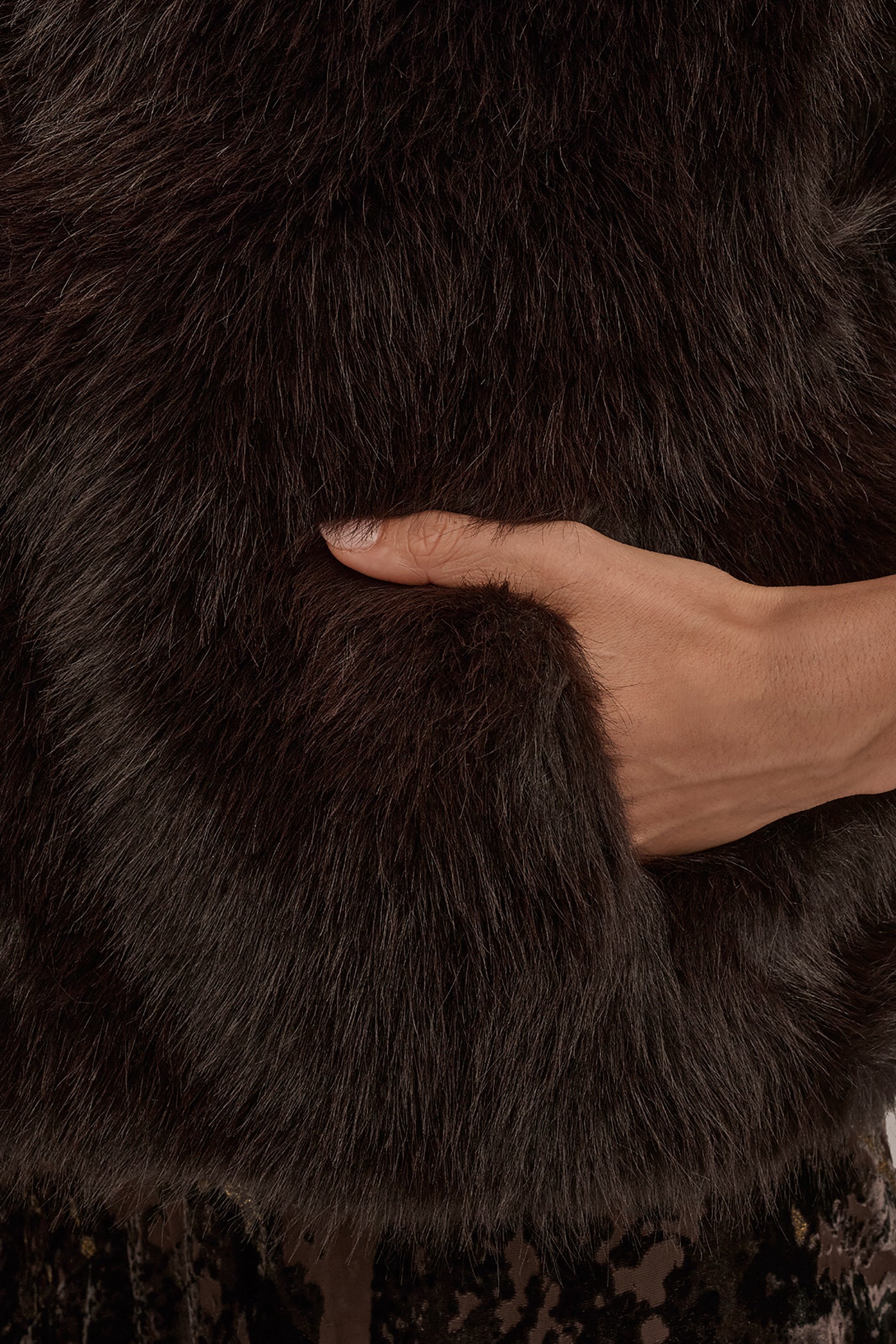 CHOCOLATE PLUM FAUX FUR VEST Donna Karan