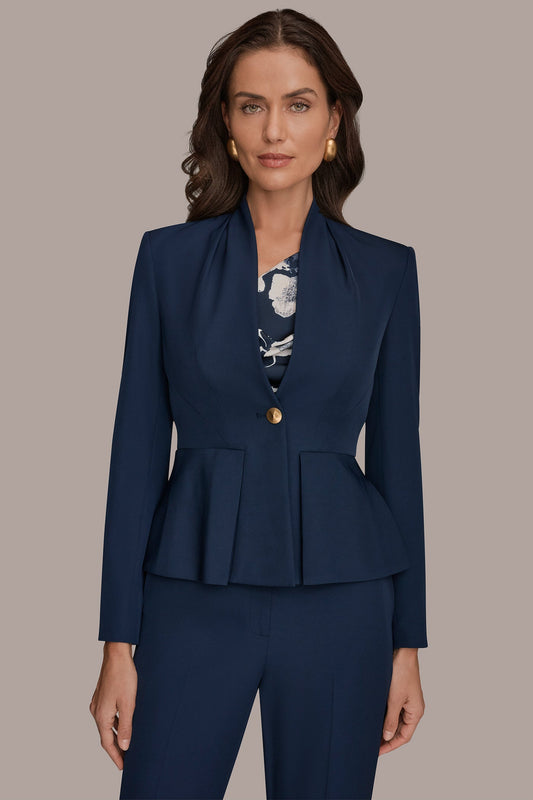 Nightfall COLLARLESS PLEATED PEPLUM BLAZER Donna Karan