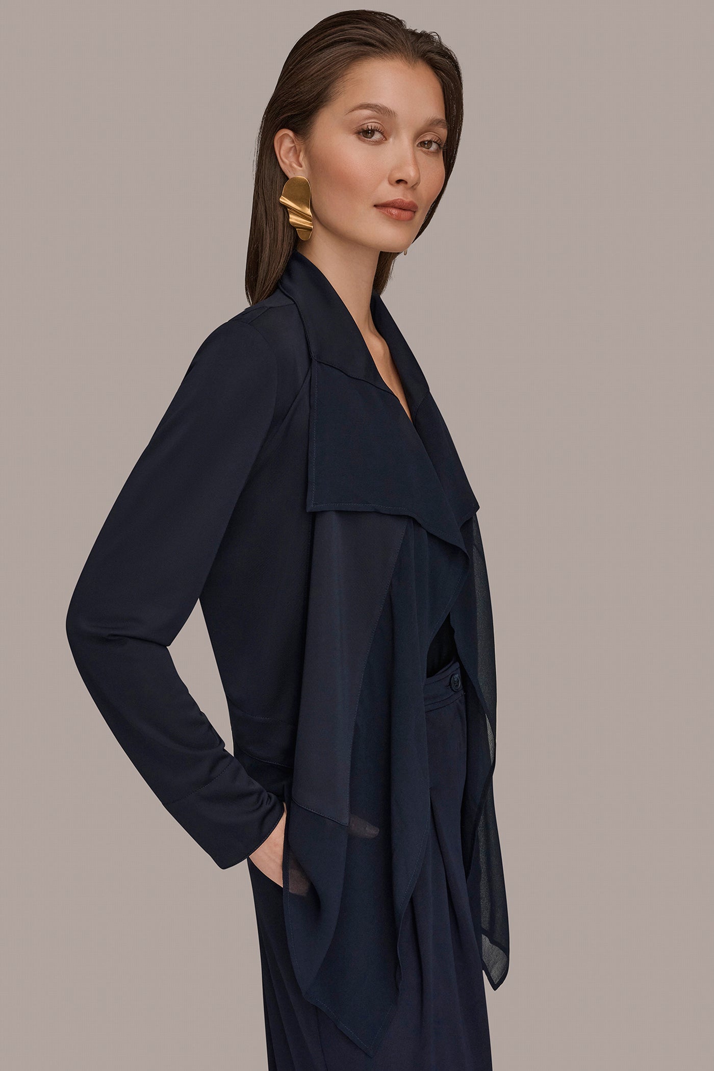 Nightfall RUFFLE-FRONT JACKET Donna Karan