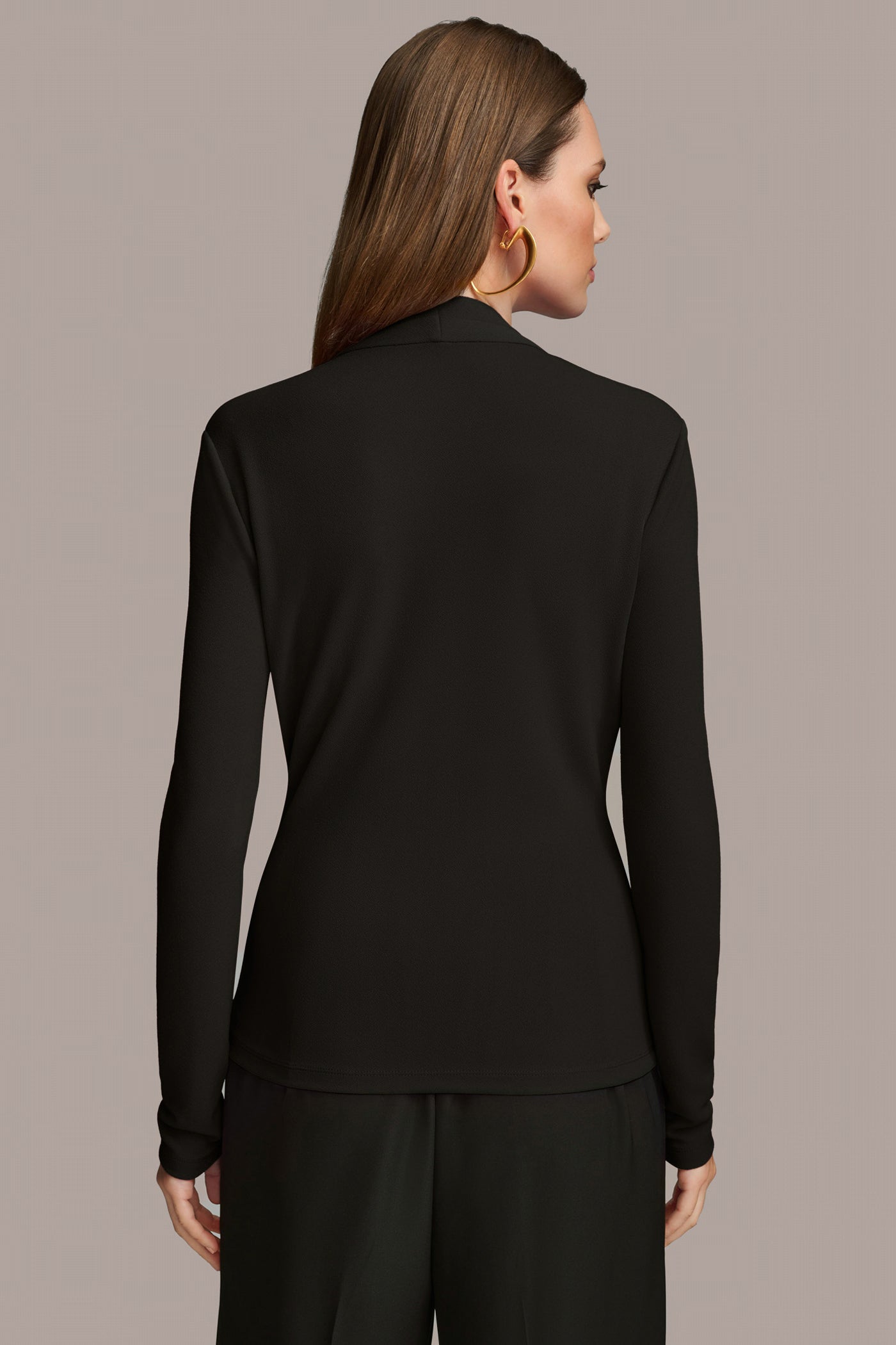 Black FAUX WRAP WITH HARDWARE TOP Donna Karan