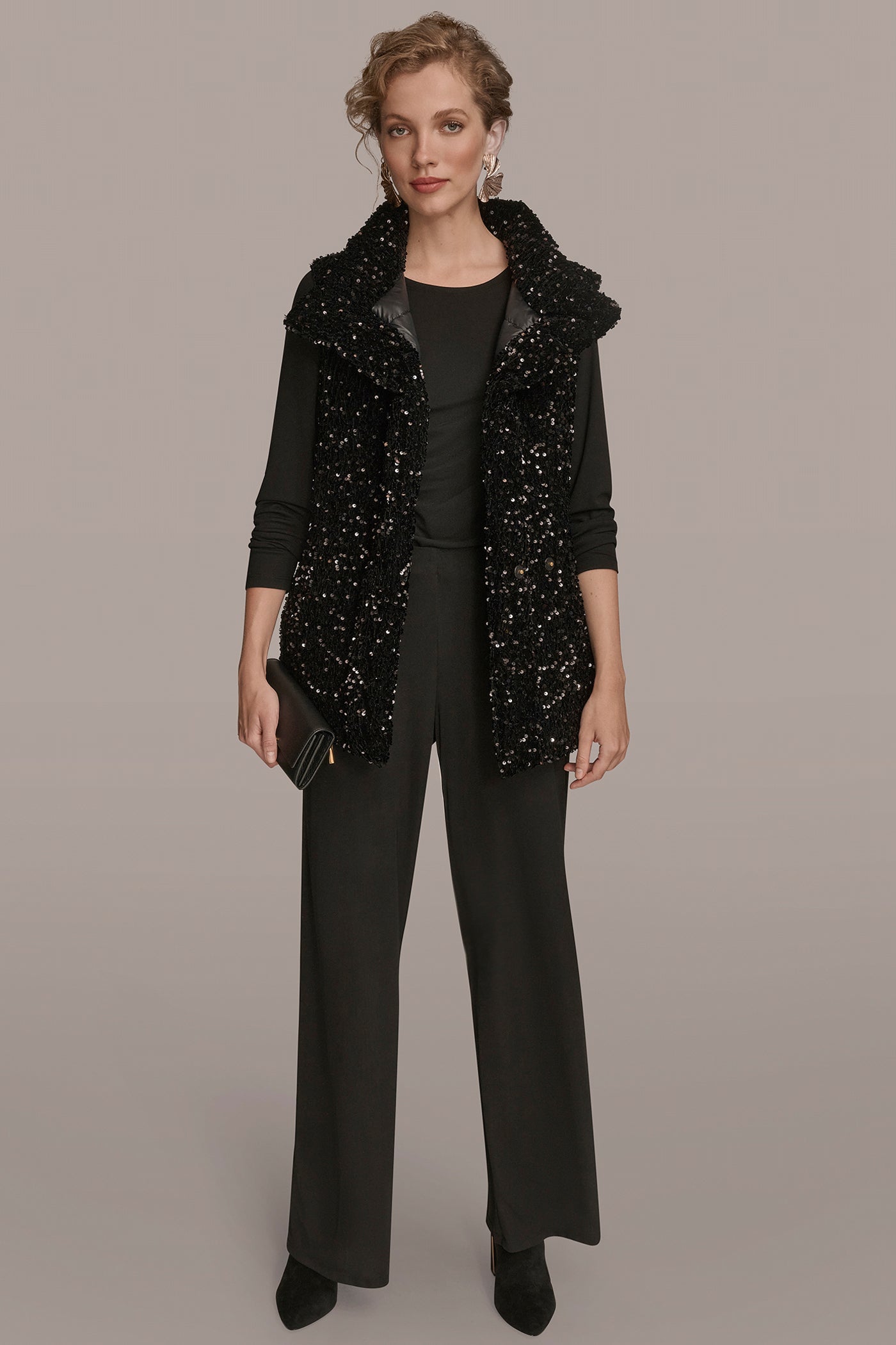 Black SEQUIN VEST Donna Karan